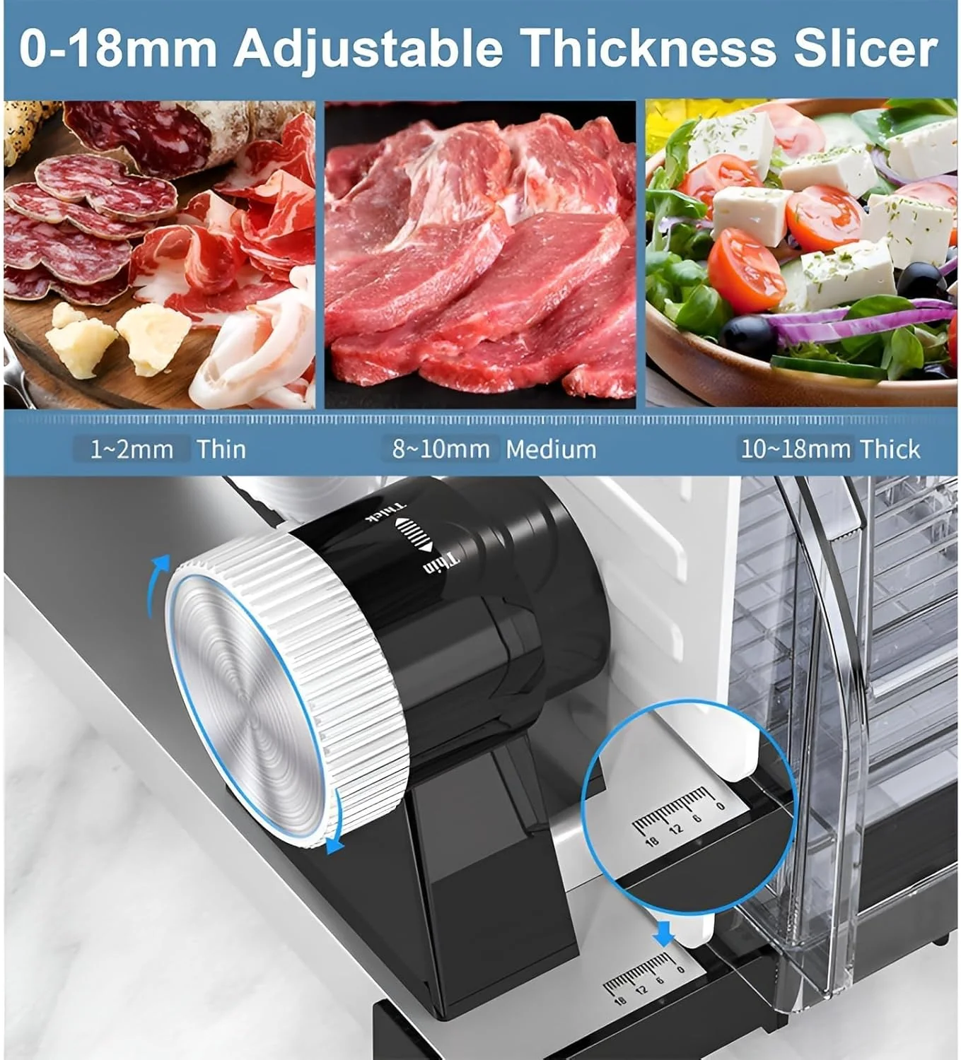 Foldable Small Kitchen Appliances Electric Slicer Adjustable Black & Silver DEMO - Image 2