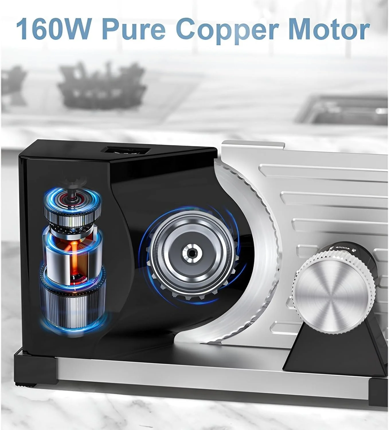 Foldable Small Kitchen Appliances Electric Slicer Adjustable Black & Silver DEMO - Image 5
