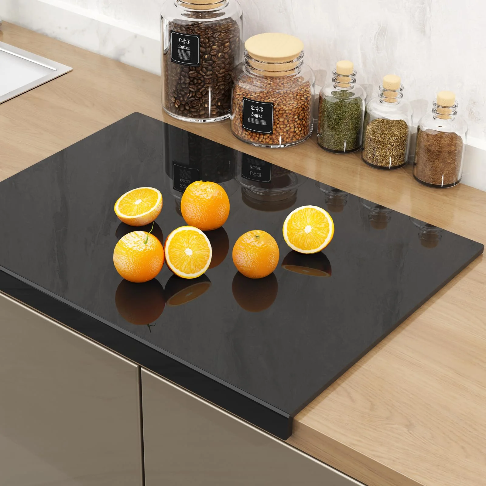 Acrylic Chopping Chopping Boards Board with Counter Lip, Durable Black, NEW
