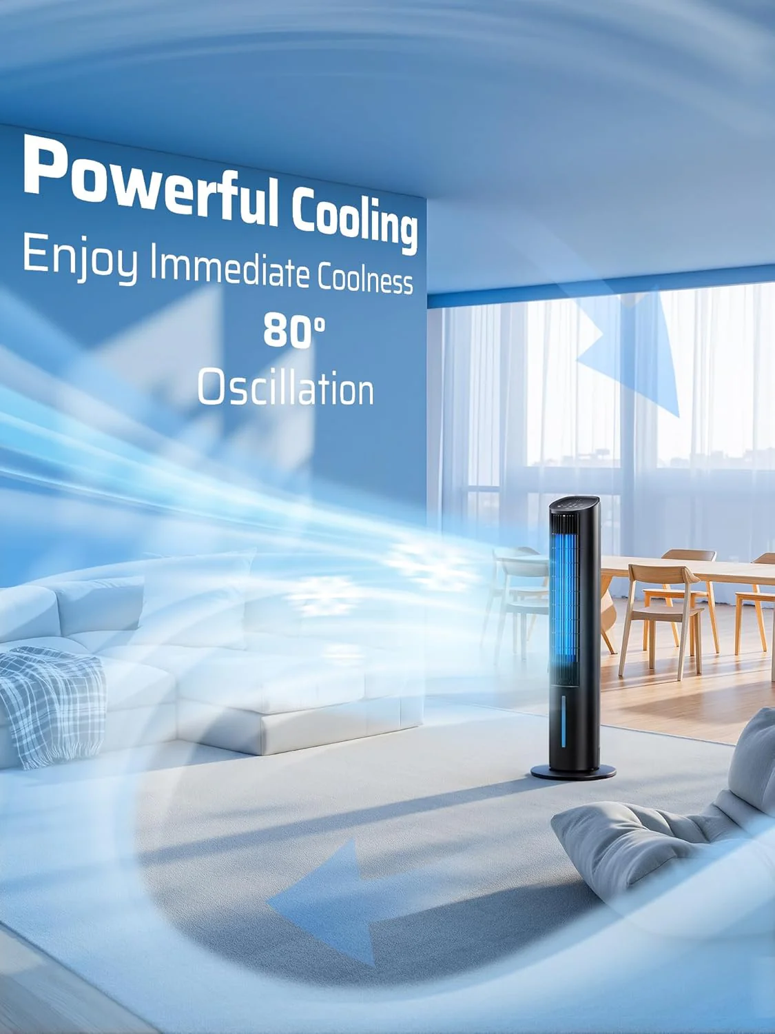 Bladeless Tower Fans Fan Cooling Portable Air Conditioner Remote Control DEMO - Image 7
