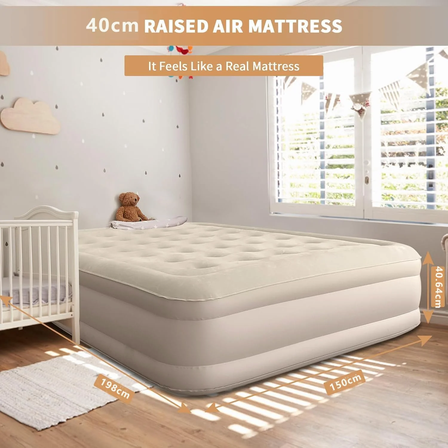 Comfortable Air Mattresses Mattress Thicken Automatic Beige Double NEW - Image 4