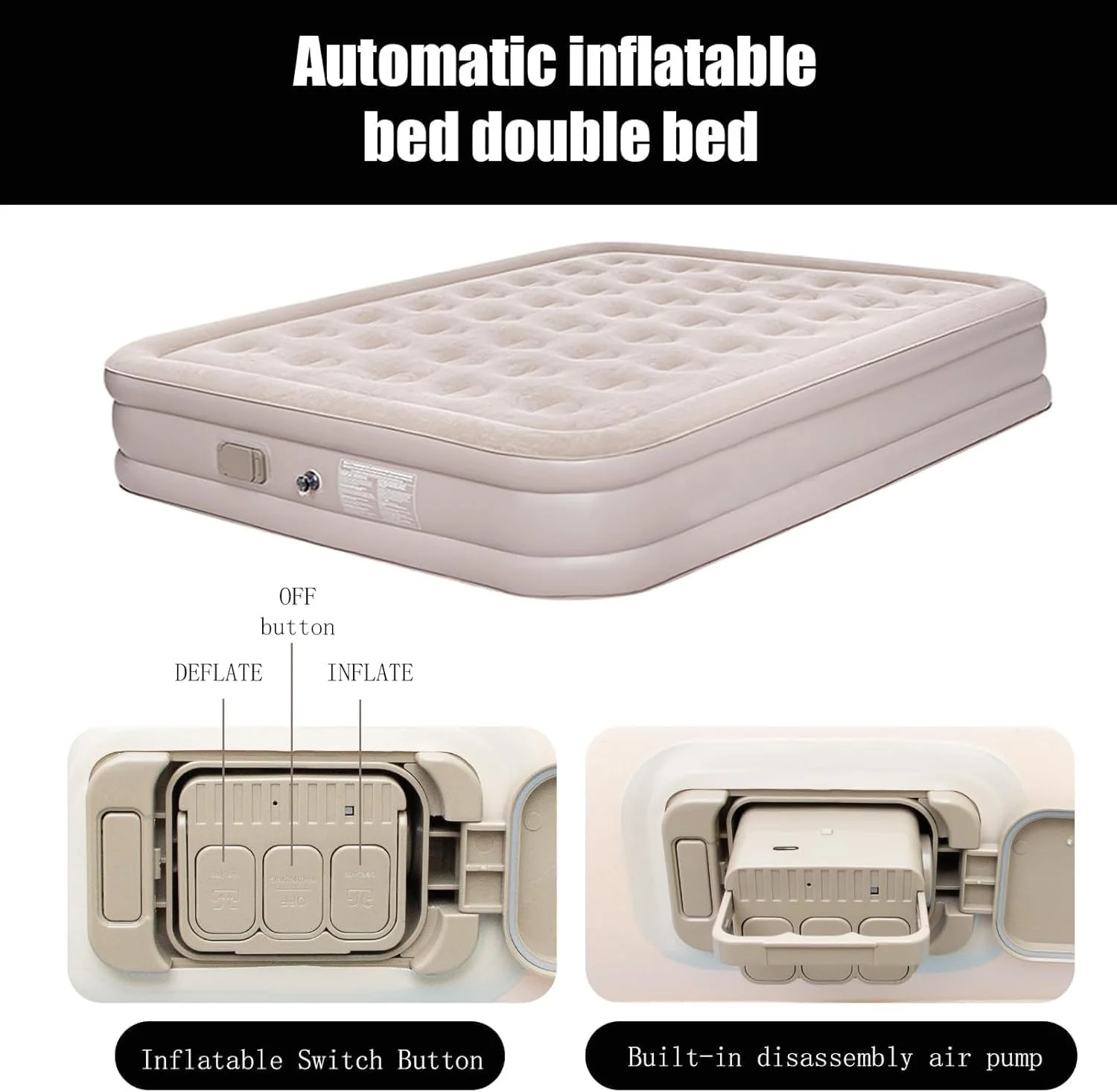 Comfortable Air Mattresses Mattress Thicken Automatic Beige Double NEW - Image 6