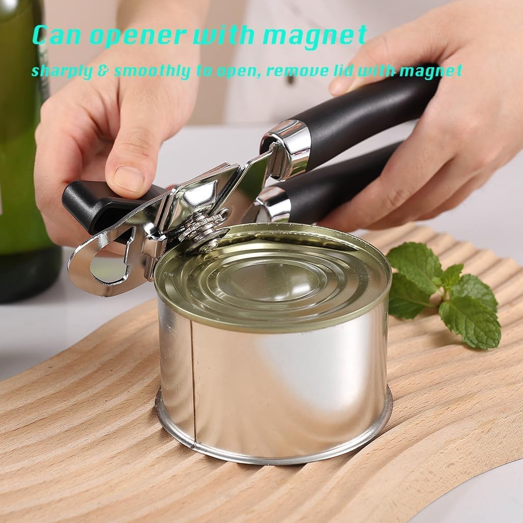 3-in-1 Heavy Duty Can Opener with Soft Handle Kitchen Gadgets Size 8.5 Size NEW - Image 2