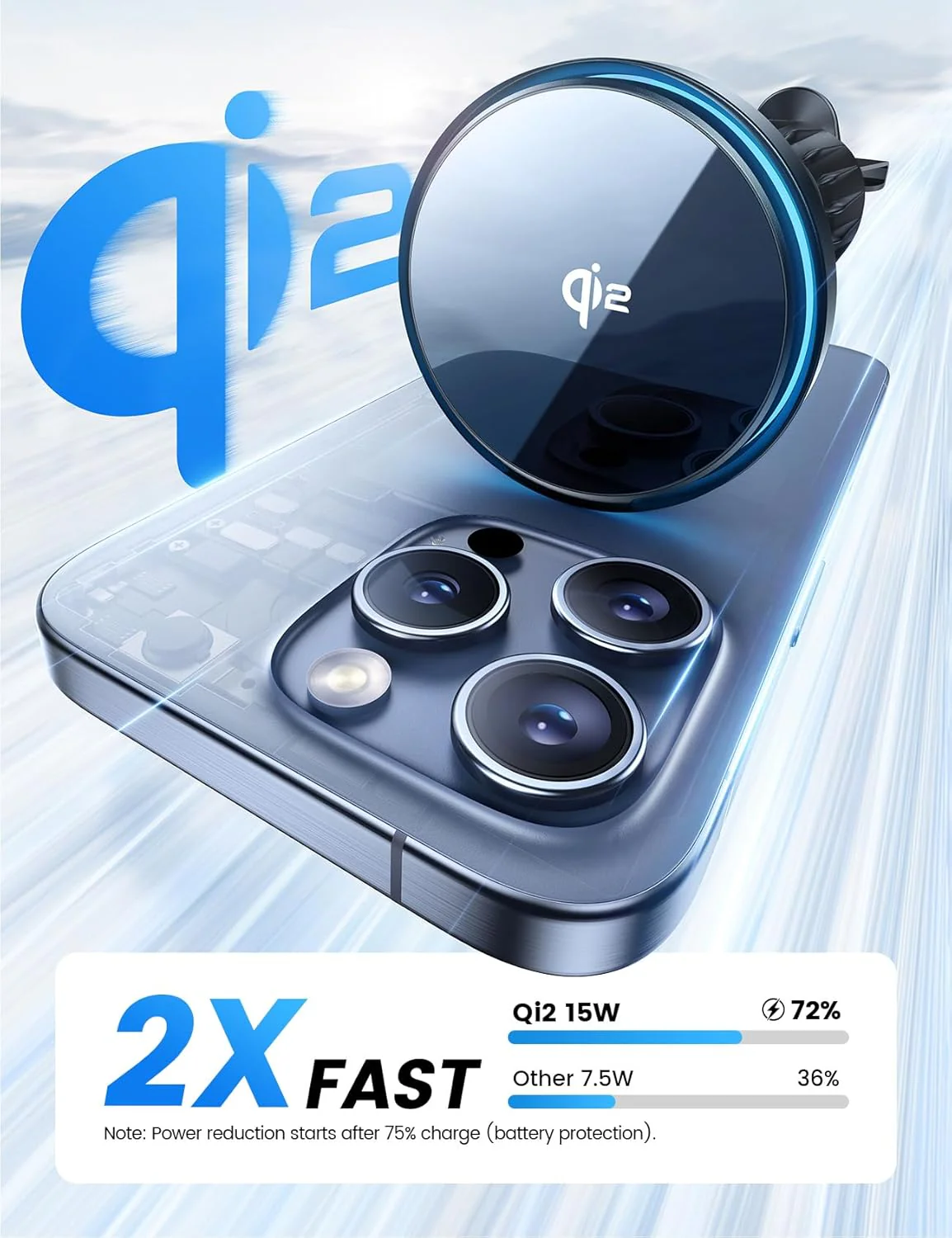 Lamicall 15W Automobile Chargers Qi2 Wireless Car Mount Charger 360° NEW - Image 2