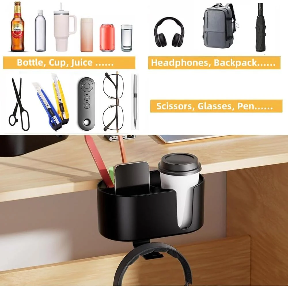 White Desk Desk Accessories Organizer with Cup Holder, Headphone Hanger & NEW - Image 4