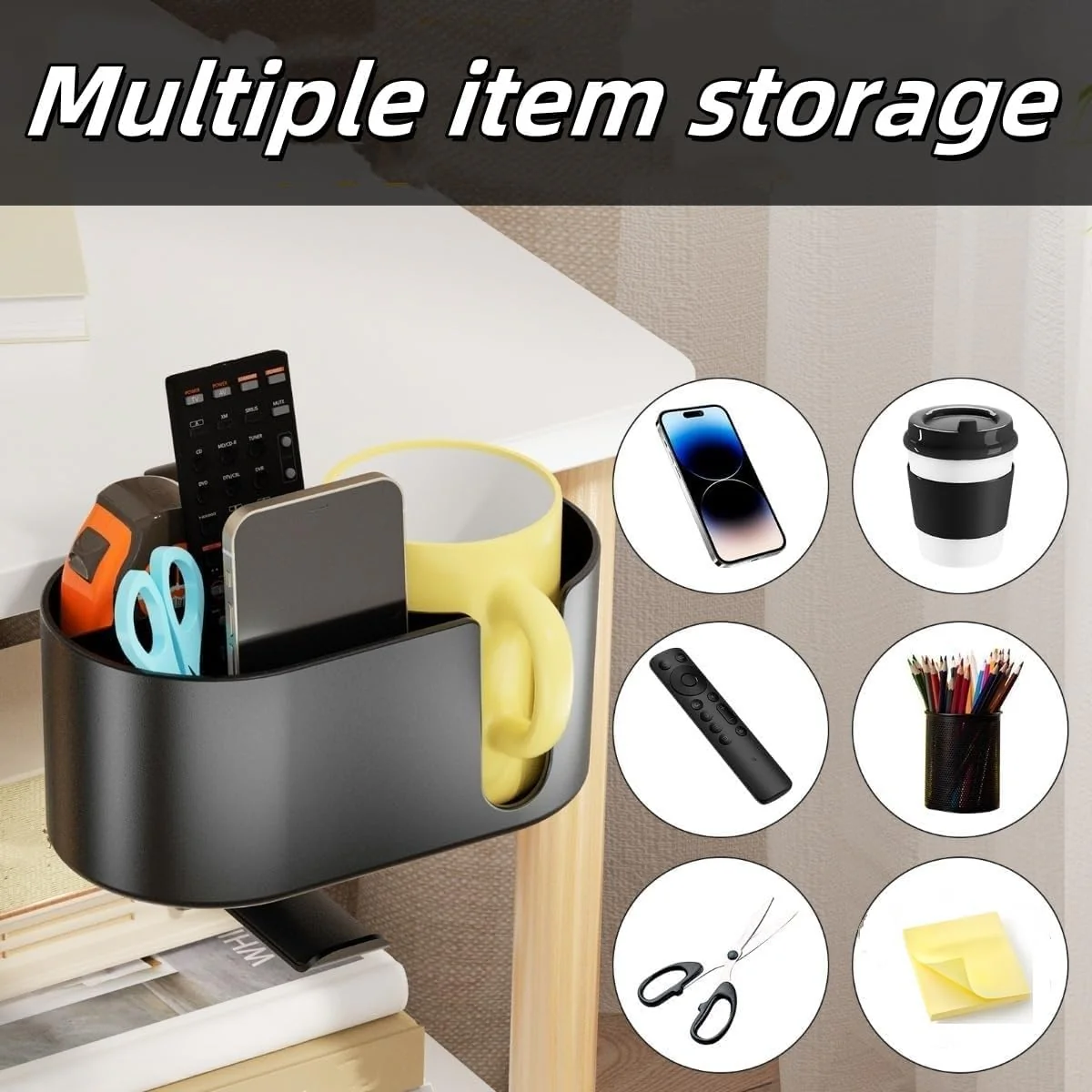 White Desk Desk Accessories Organizer with Cup Holder, Headphone Hanger & NEW - Image 6