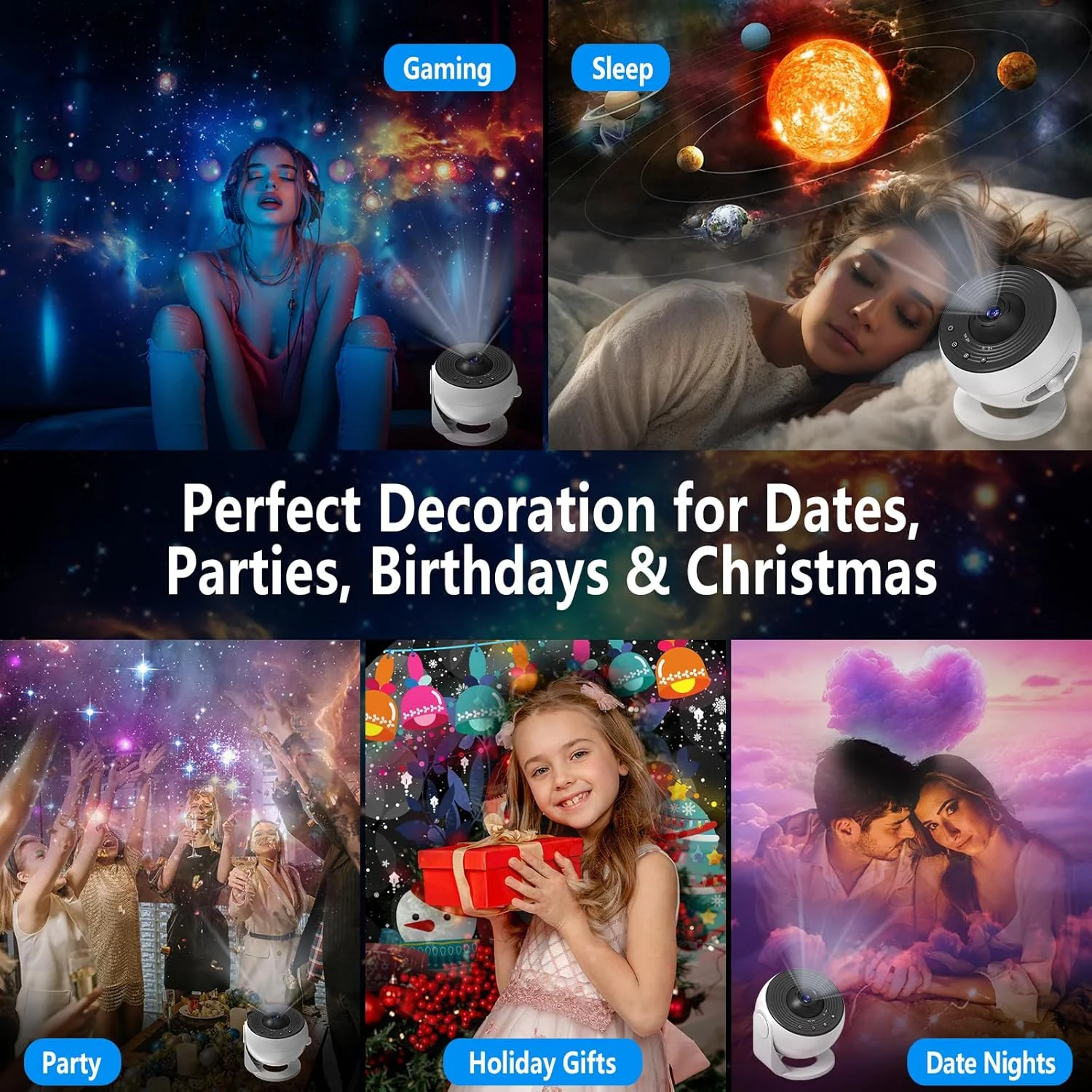 LED Space Projector Lamp Home Planetarium Night Lights White NEW - Image 7