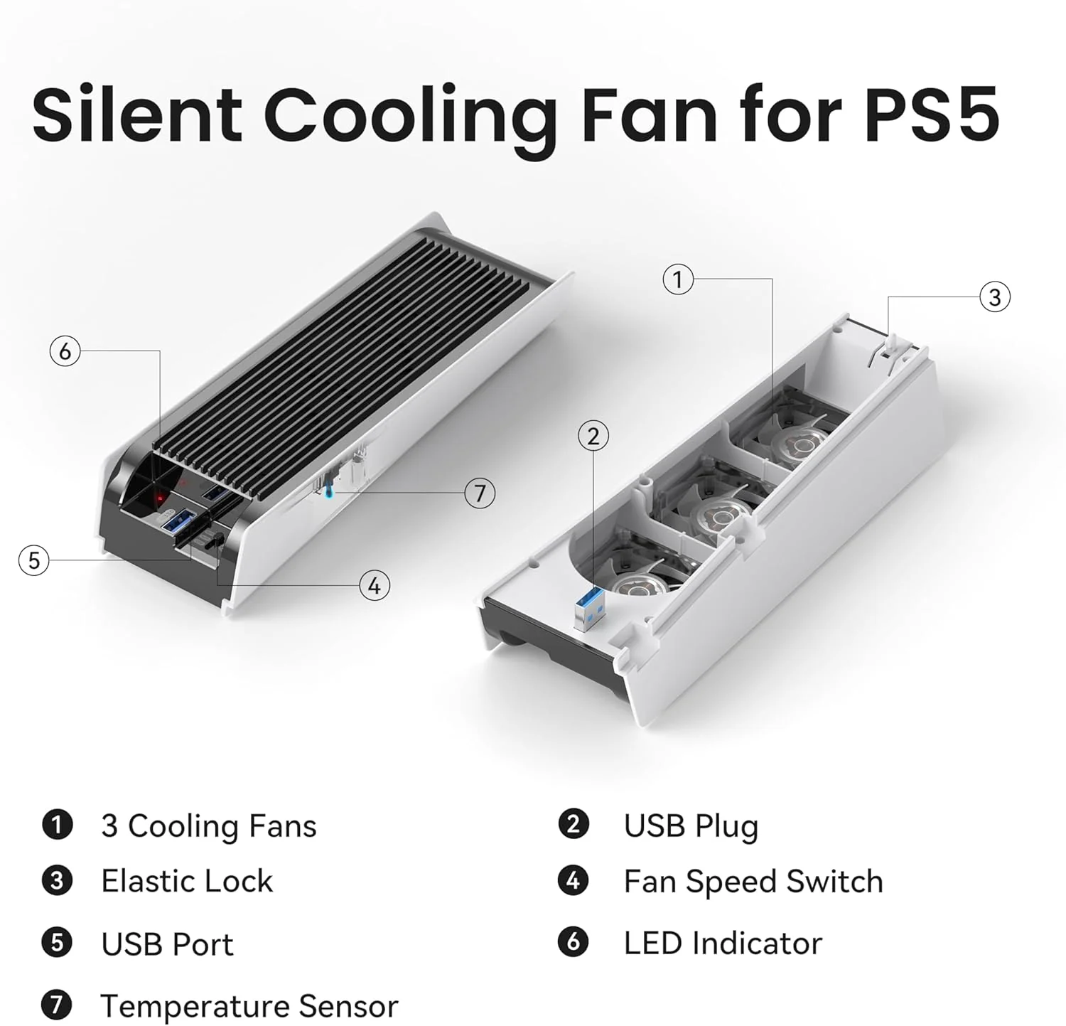KIWIHOME Quiet Cooler Fan with Auto Speed Console Accessories Fits PS5 2020 NEW - Image 9