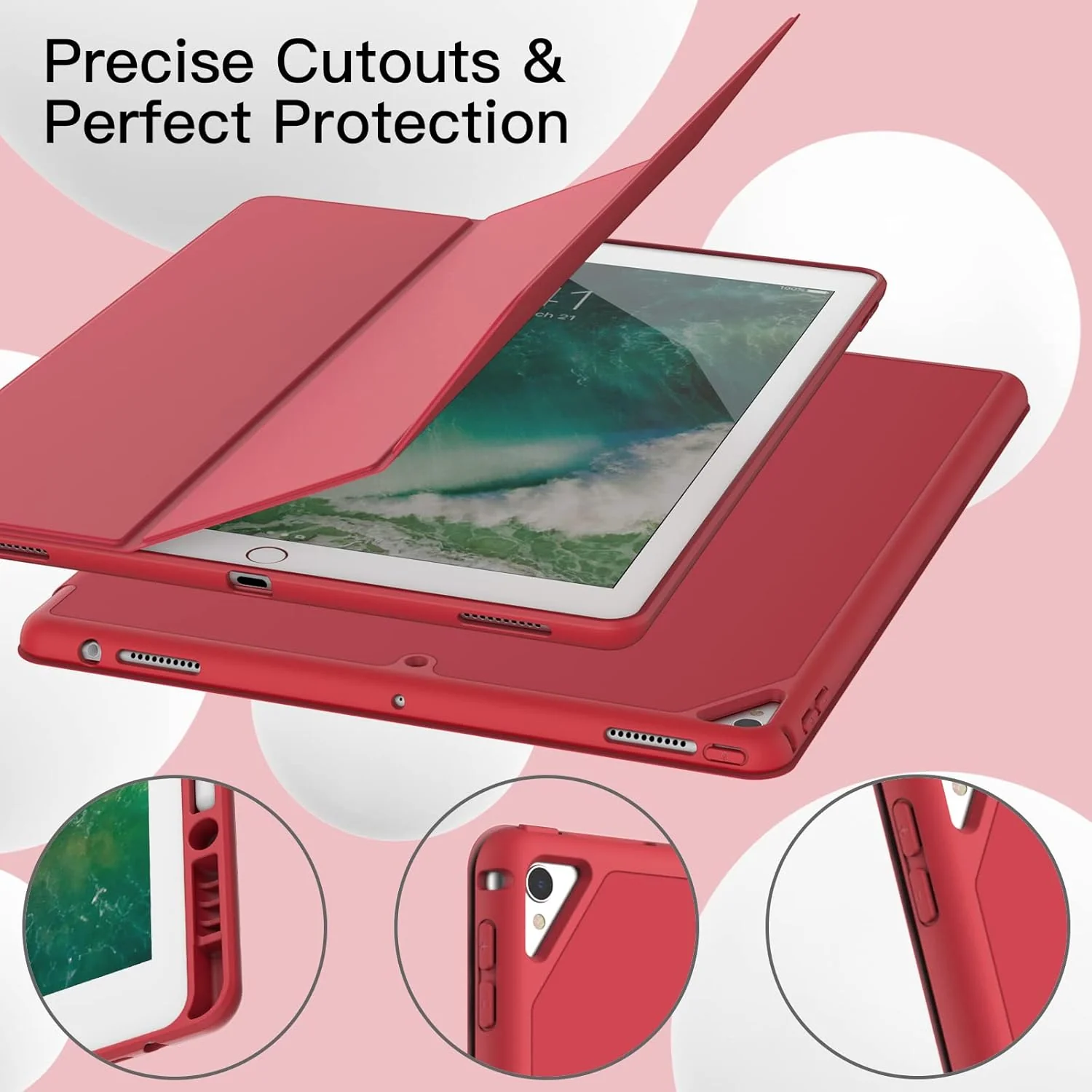 JETech iPad Tablet Cases Pro 12.9" Tablet Case with Pencil Holder, Red NEW - Image 8