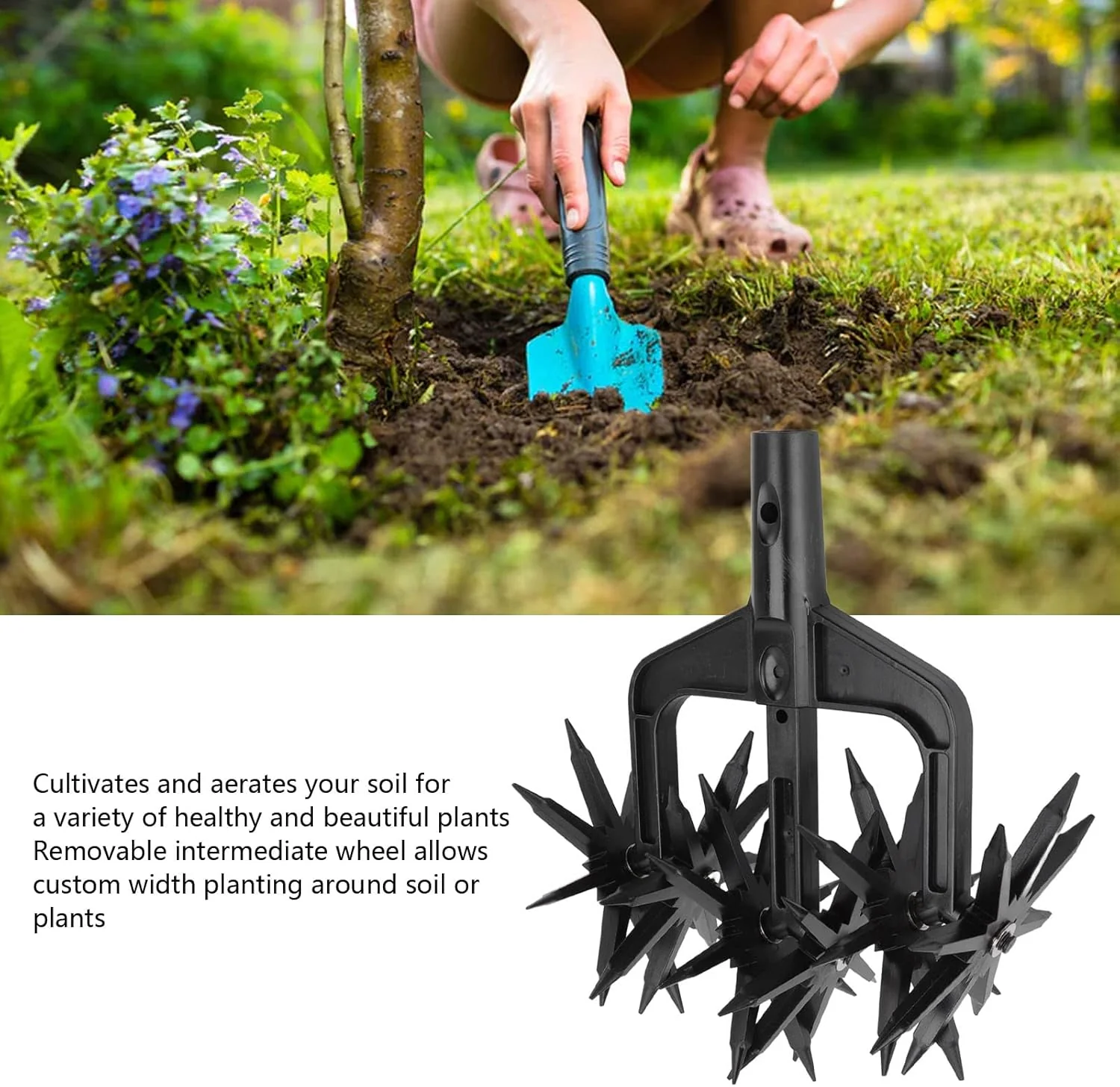 Black Soil Gardening Tools Scarifier Cultivator Rake Tiller Gardening Tool DEMO - Image 3