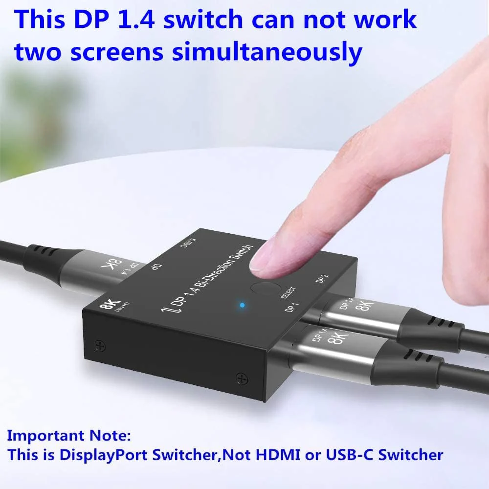 DisplayPort 8K DP 1.4 Bi-Directional Splitter Switch Selector Converter Box NEW - Image 2