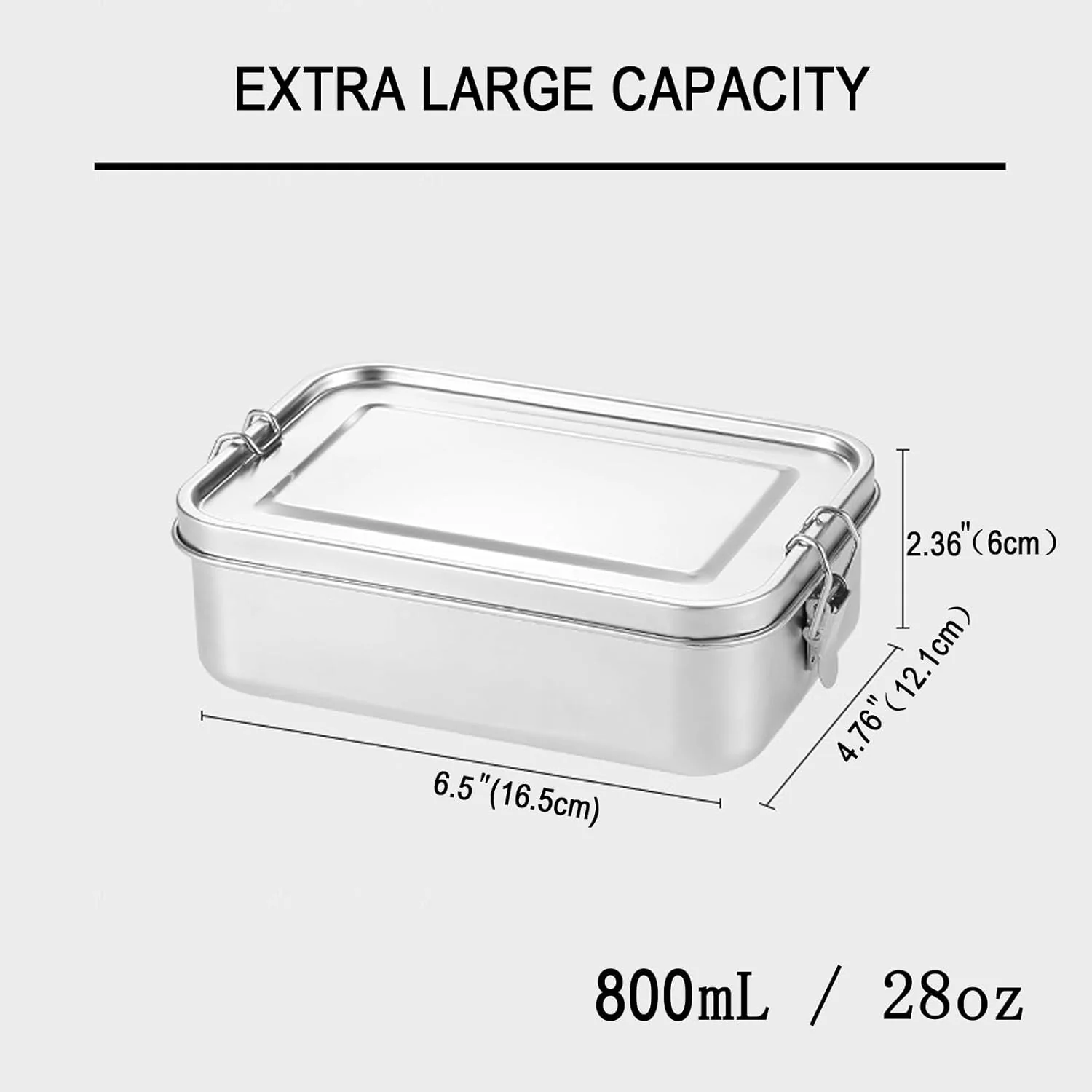 Leak-Proof Stainless Steel Bento Lunch Food Box Container 28oz Silver NEW - Image 6