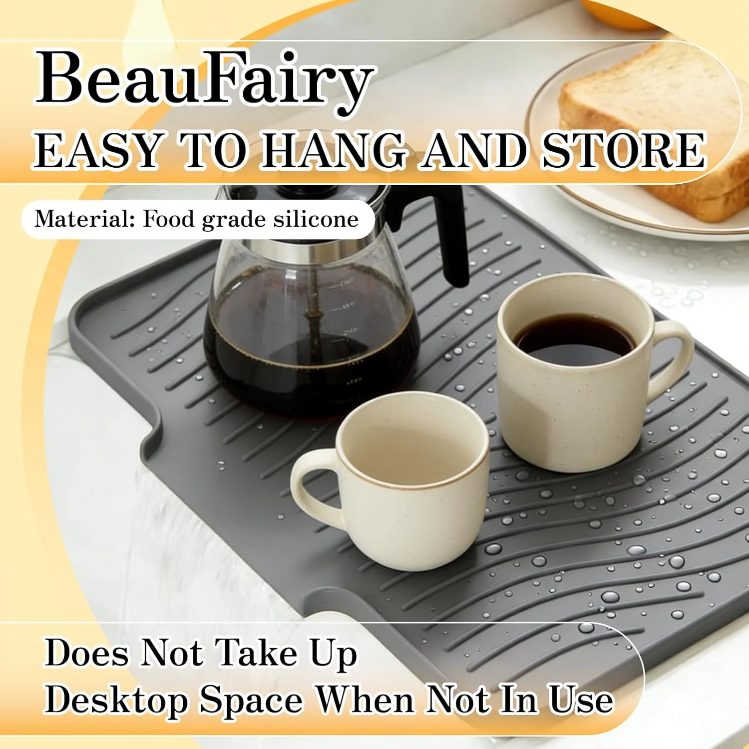 Silicone Drying Mats, Heat Resistant Draining Mat, Gray 40x33x2cm DEMO - Image 3