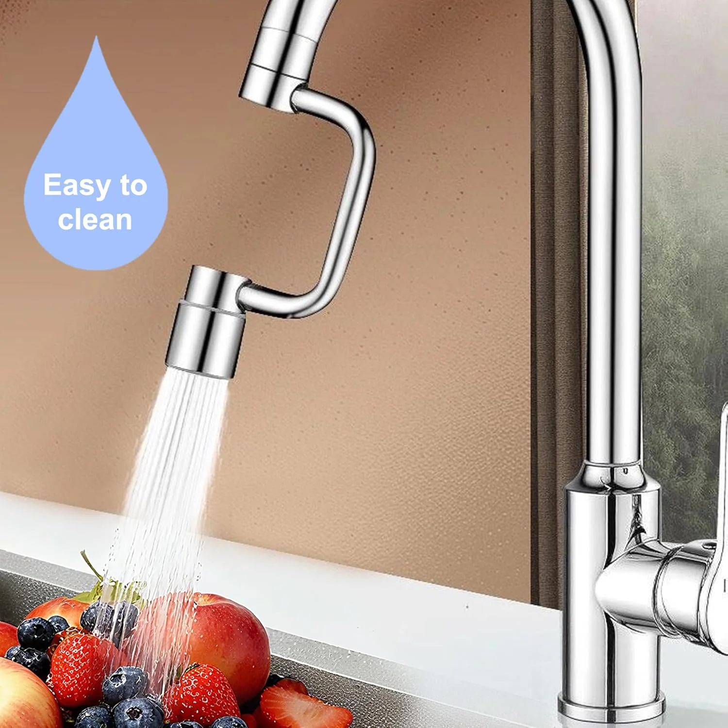 Adjustable Multifunctional Silver Rotating Faucet Extender Sprayer NEW - Image 5