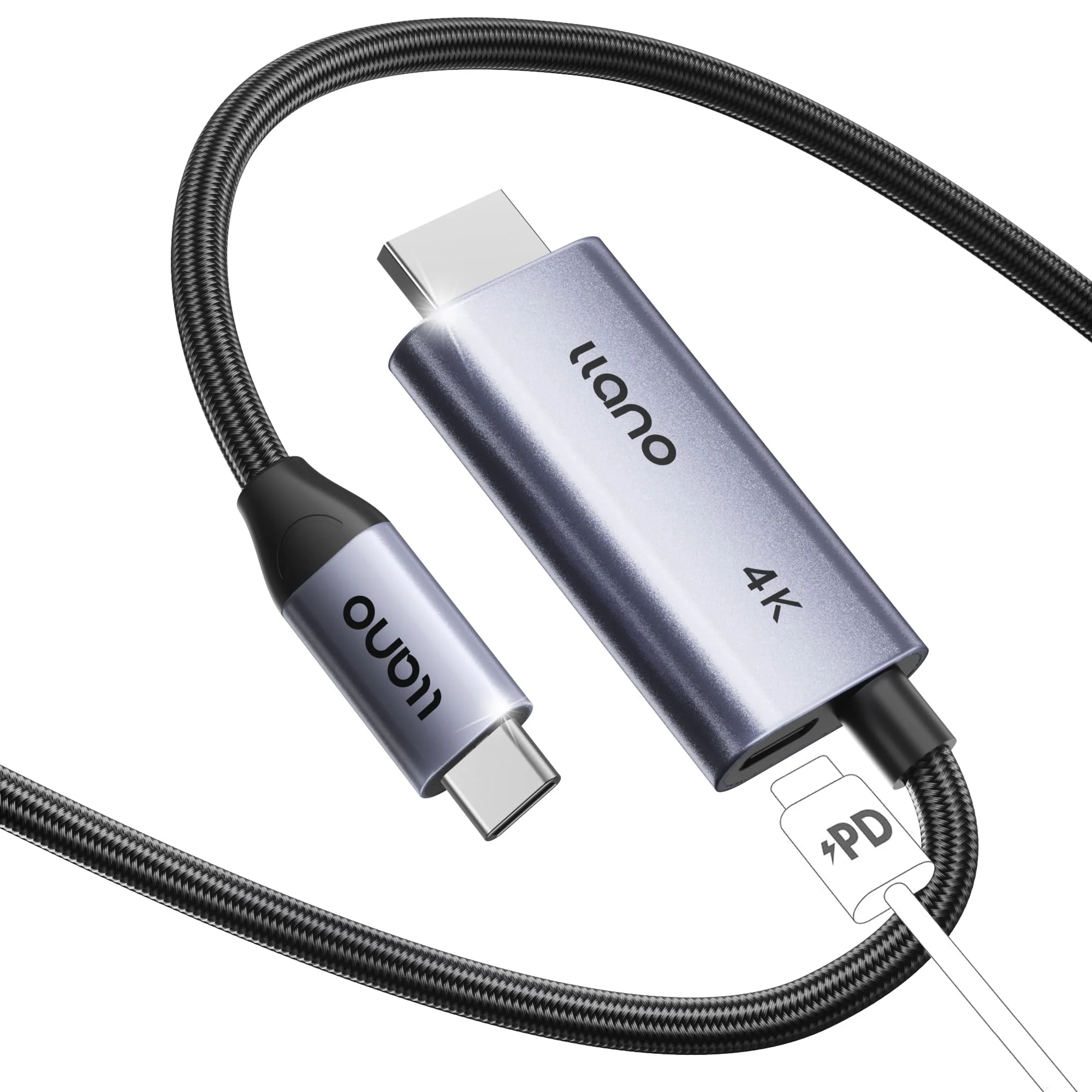 llano USB Cable Adapters C to HDMI Cable with 100W PD Charging 4K@60Hz DEMO