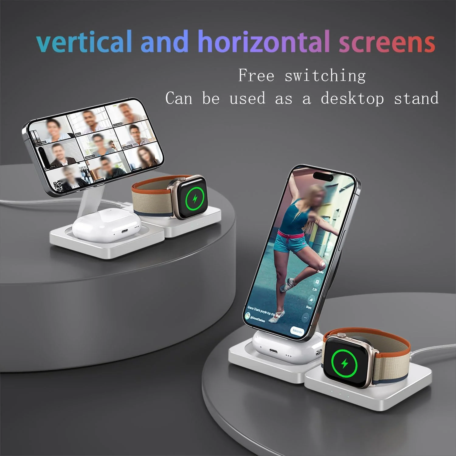 3 in 1 Wireless Charging Station Portable Magnetic Travel Charger in White NEW - Image 4