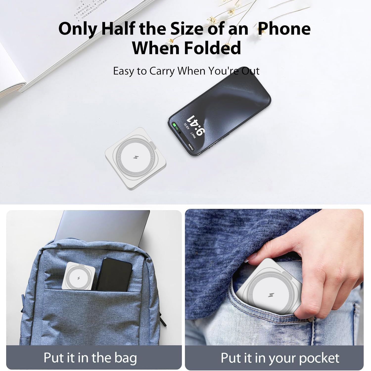 3 in 1 Wireless Charging Station Portable Magnetic Travel Charger in White NEW - Image 7
