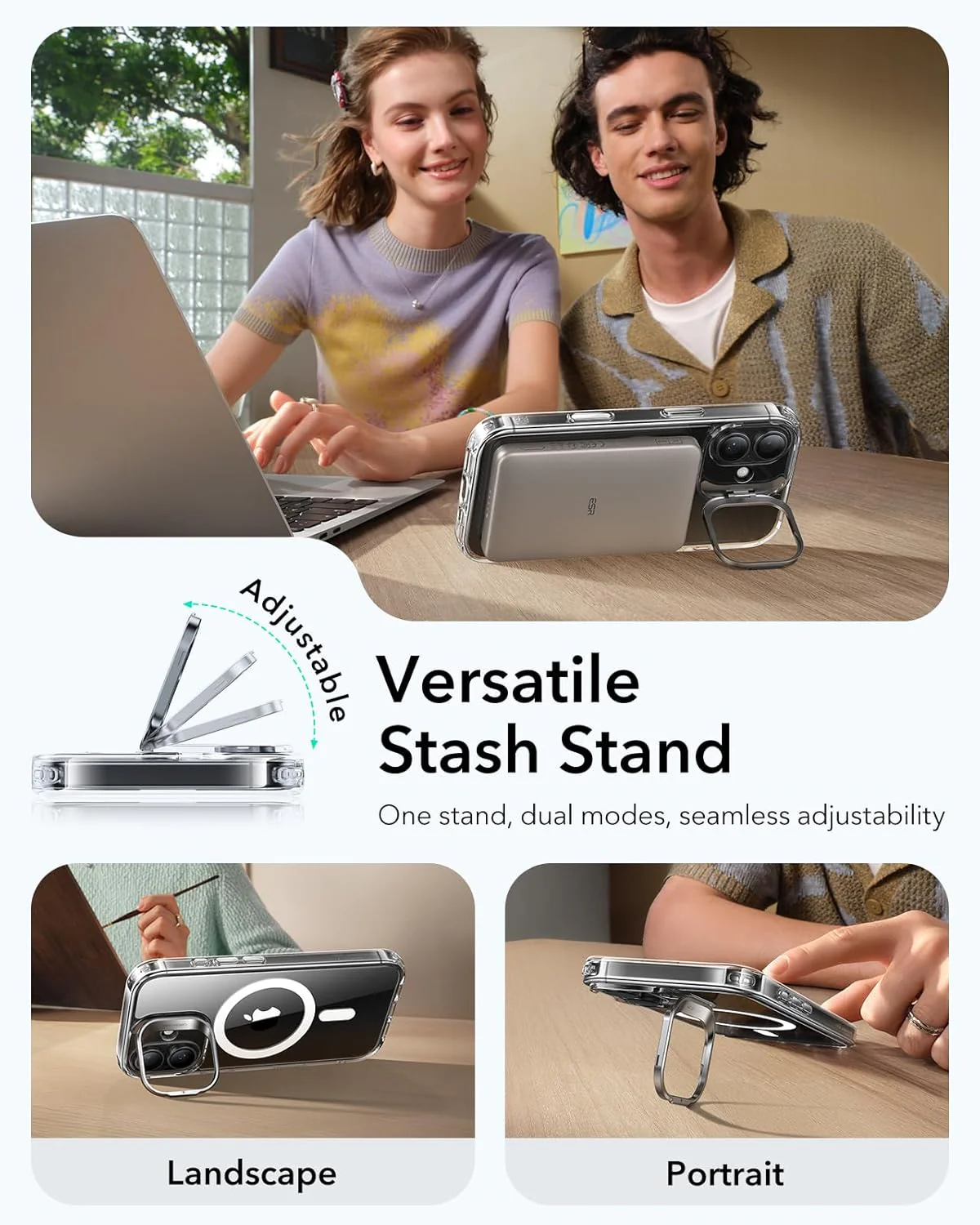ESR Clear Phone Cases Compatible with iPhone 17 Stand and Camera Control DEMO - Image 5