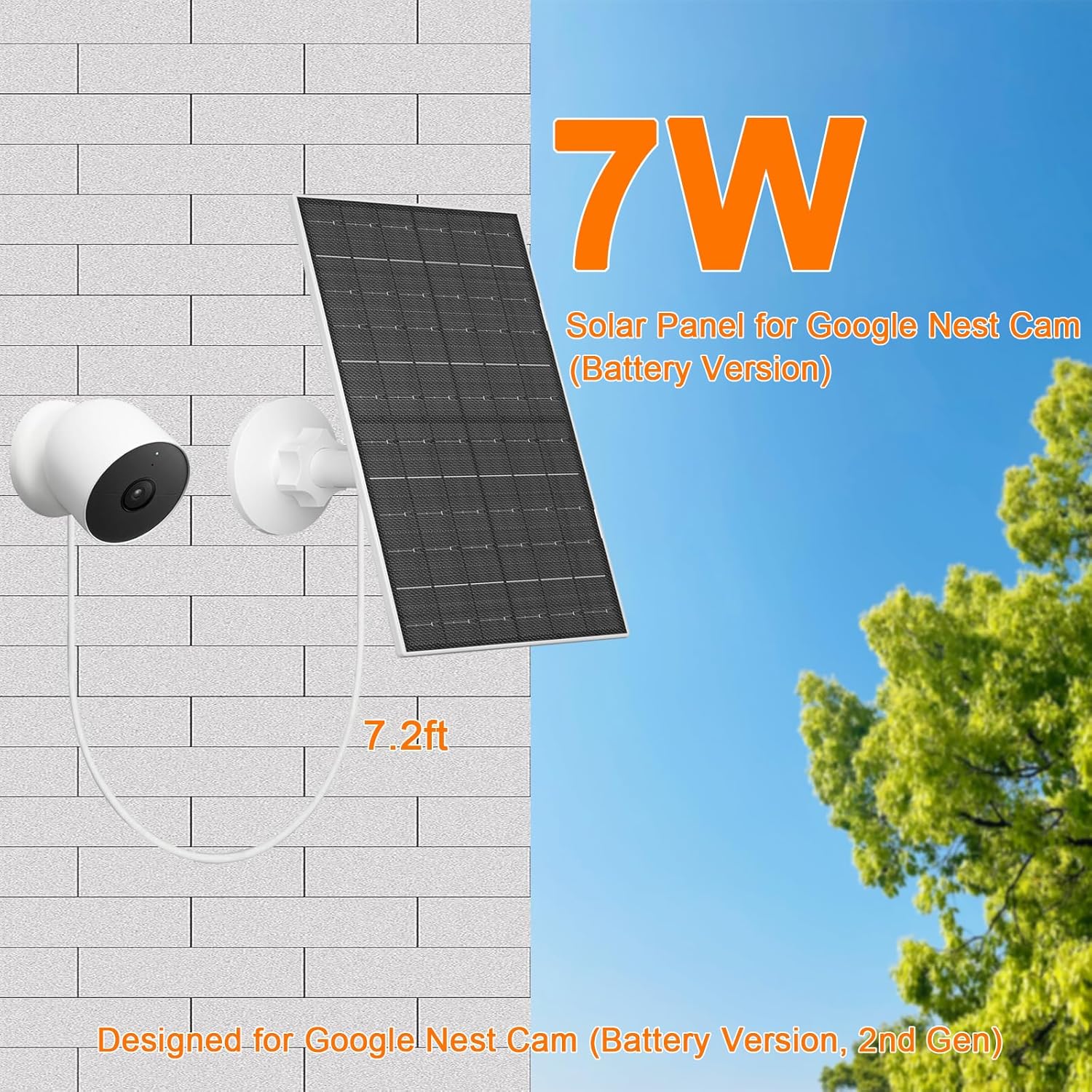 7W Solar Panels Charger for Google Nest Cam Battery White Size 22x14cm DEMO - Image 3