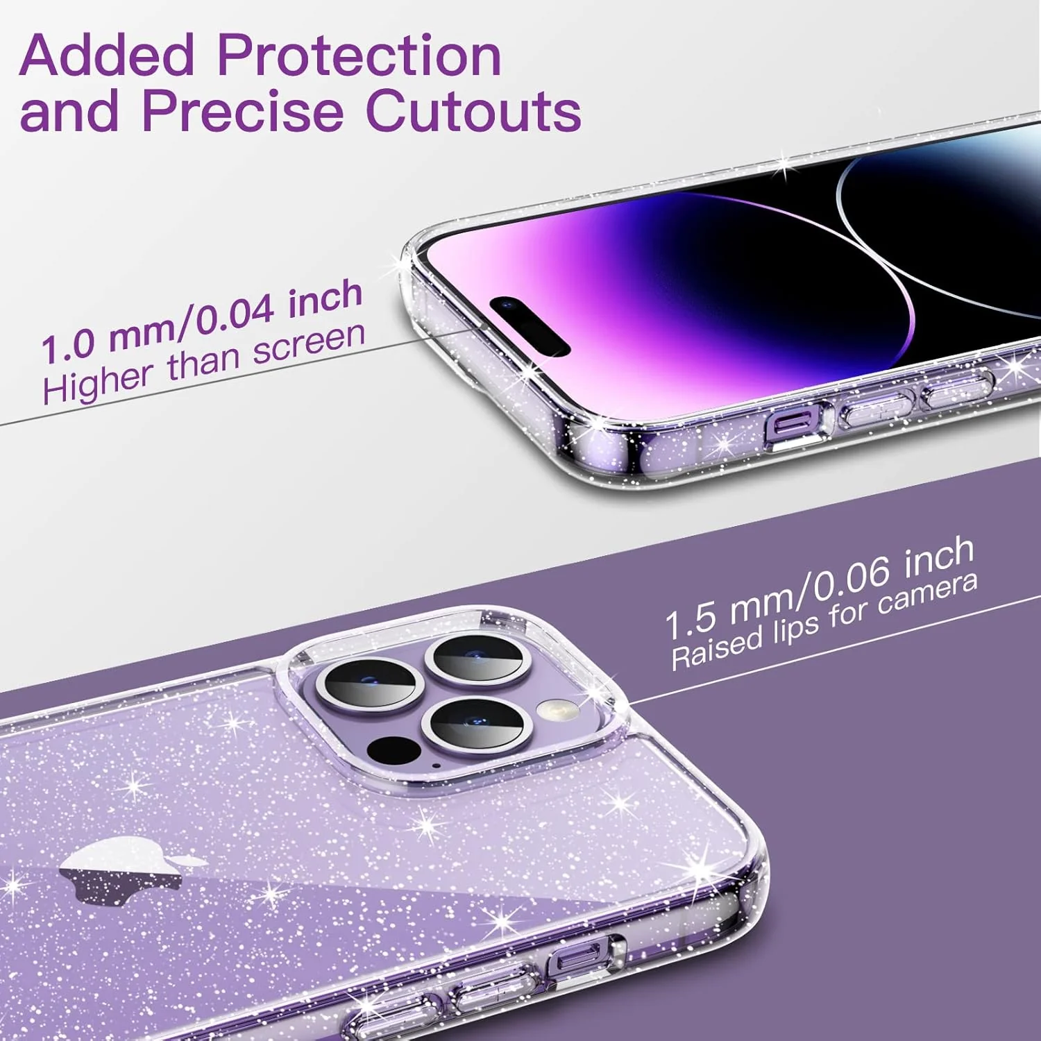 JETech Clear Glitter Shockproof Protective Phone Case for iPhone 14 Pro 6.1" NEW - Image 7