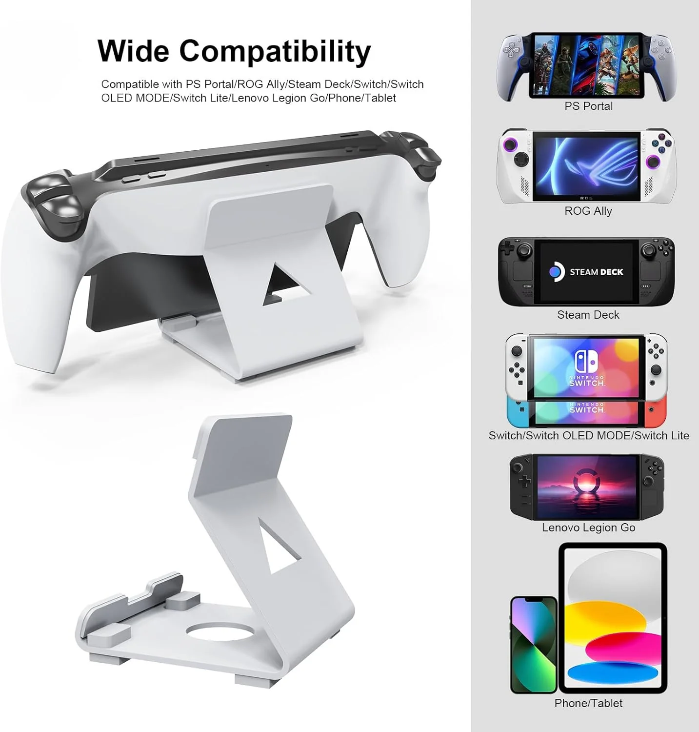 Multifunctional Tablet Stand Portable Gaming Console Holder in White NEW - Image 5