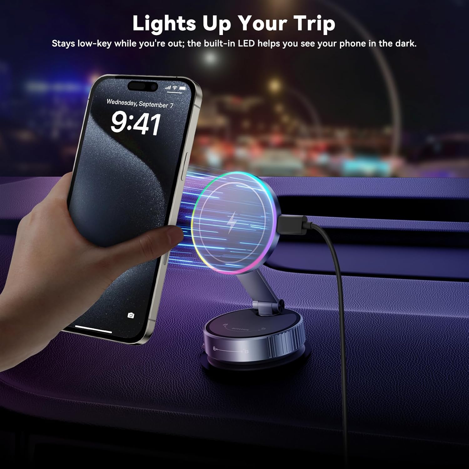 360 Degree Rotating Wireless Magnetic Car Charger Cradle 15W Suction Cup DEMO - Image 9