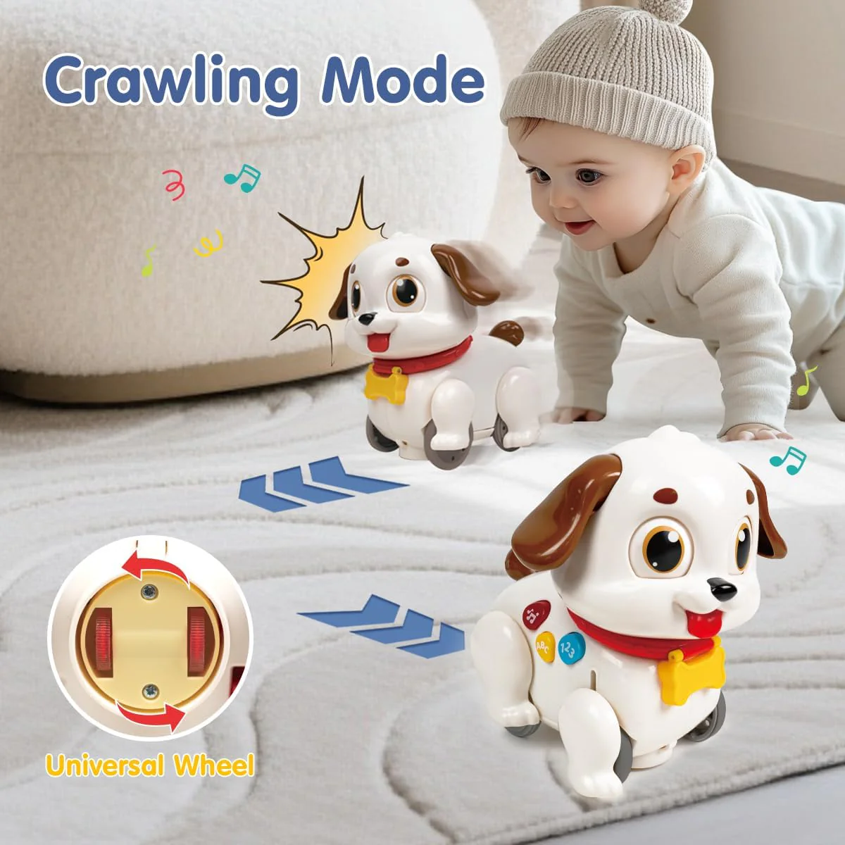 Hola Push & Pull Dancing Puppy Tummy Time Toy for Ages 6-12 Months DEMO - Image 4