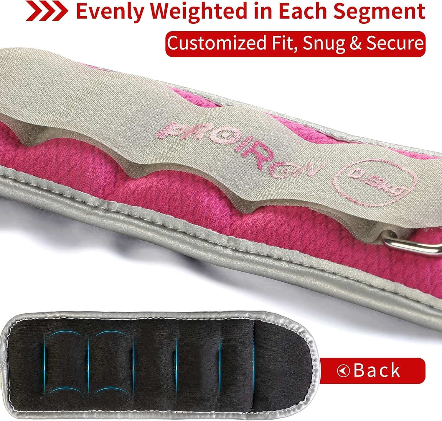 PROIRON Reflective Wrist & Ankle Weights Set, 2 x 0.5kg Adjustable Workout NEW - Image 2