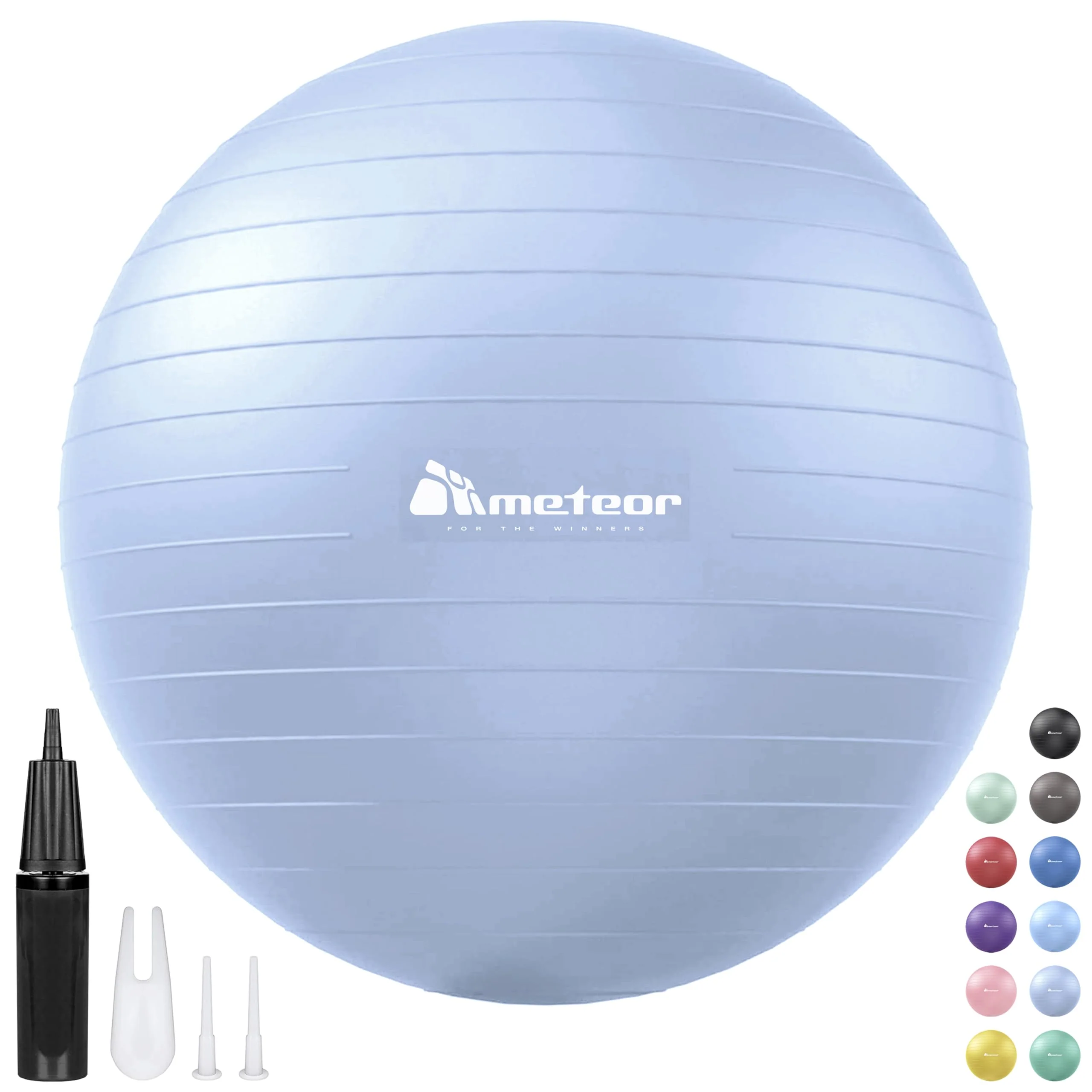 Meteor For The Winners XL Exercise Ball Light Blue Pilates Yoga Fitness DEMO