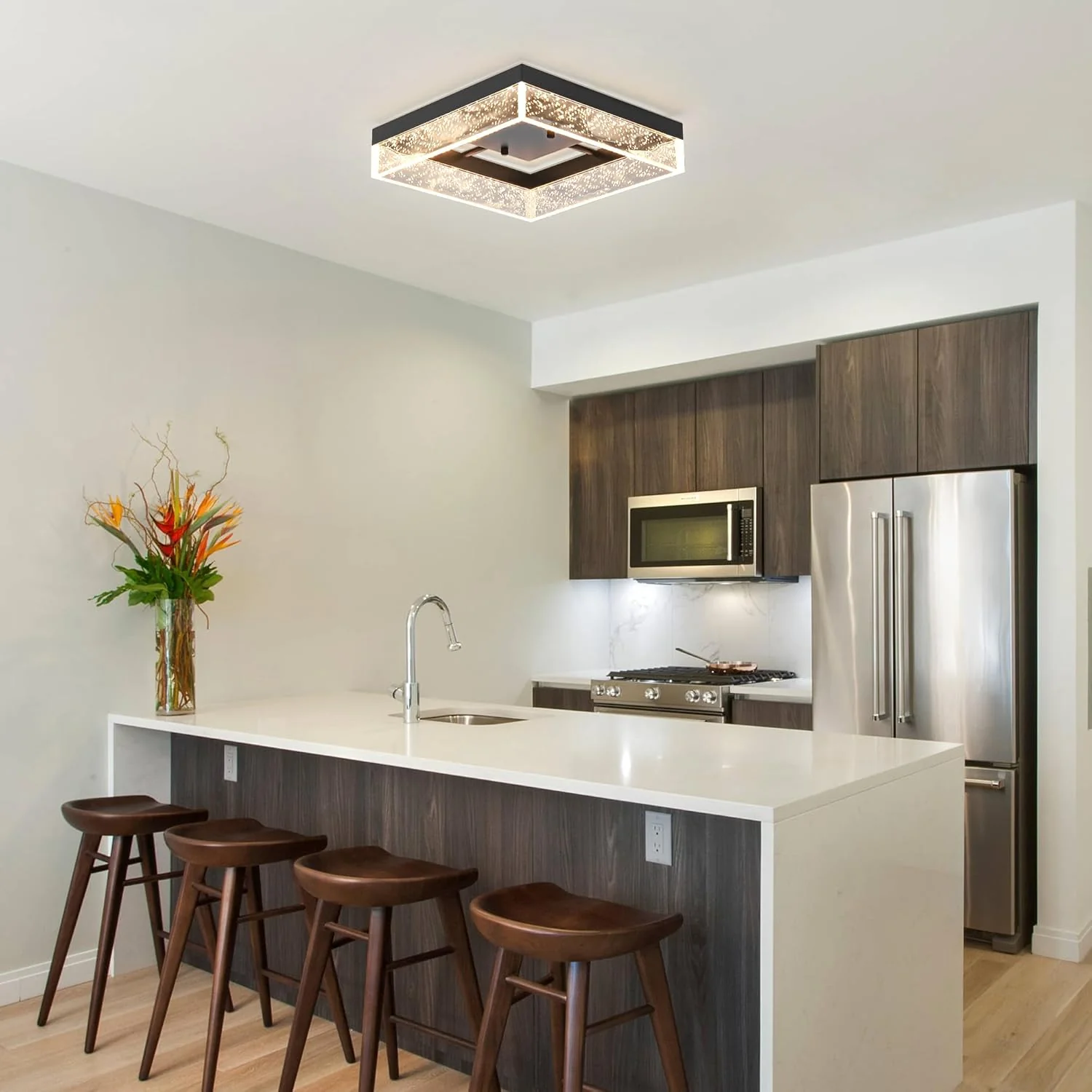Black Lights Square LED Ceiling Light Flush Mount Acrylic Metal 30x30x7cm NEW - Image 2