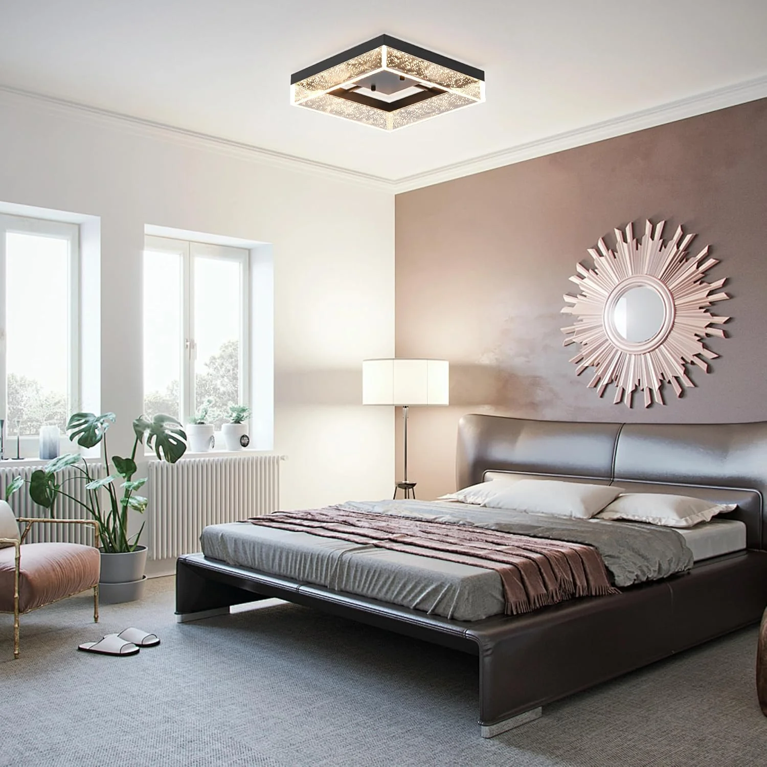 Black Lights Square LED Ceiling Light Flush Mount Acrylic Metal 30x30x7cm NEW - Image 7