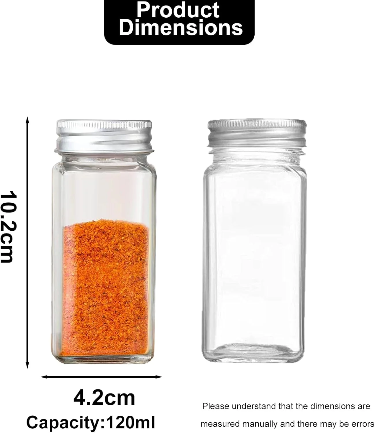 12-Pack Glass Spice Jars with Aluminium Lids Refillable Storage Containers NEW - Image 3