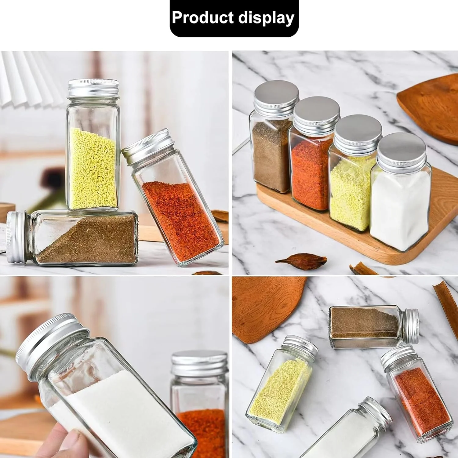12-Pack Glass Spice Jars with Aluminium Lids Refillable Storage Containers NEW - Image 7