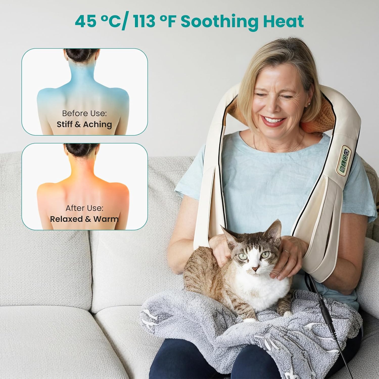 Nekteck Electric Deep Tissue Shiatsu Neck and Back Massager Soothing Beige NEW - Image 4