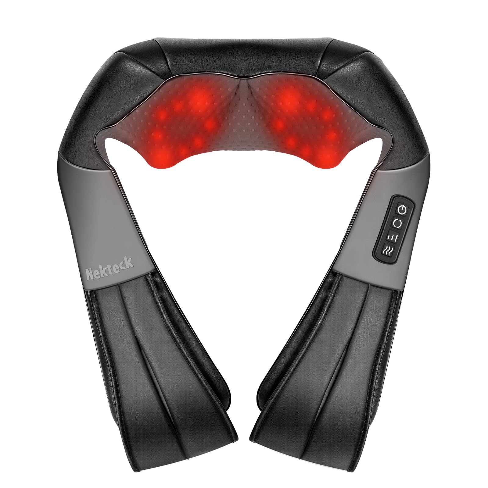 Nekteck Shiatsu Neck Massager Heat Deep Tissue Pain Relief Electric Black NEW