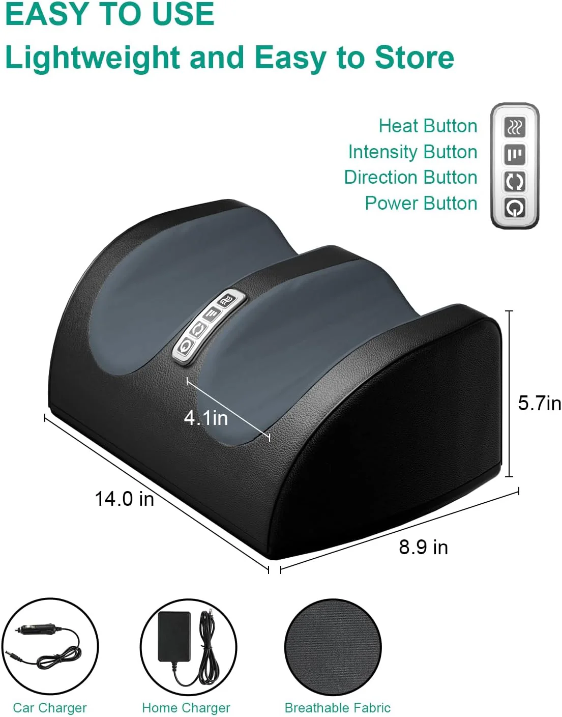 AERLANG Shiatsu Foot Massager Machine with Heat and Massage Rollers Black NEW - Image 5