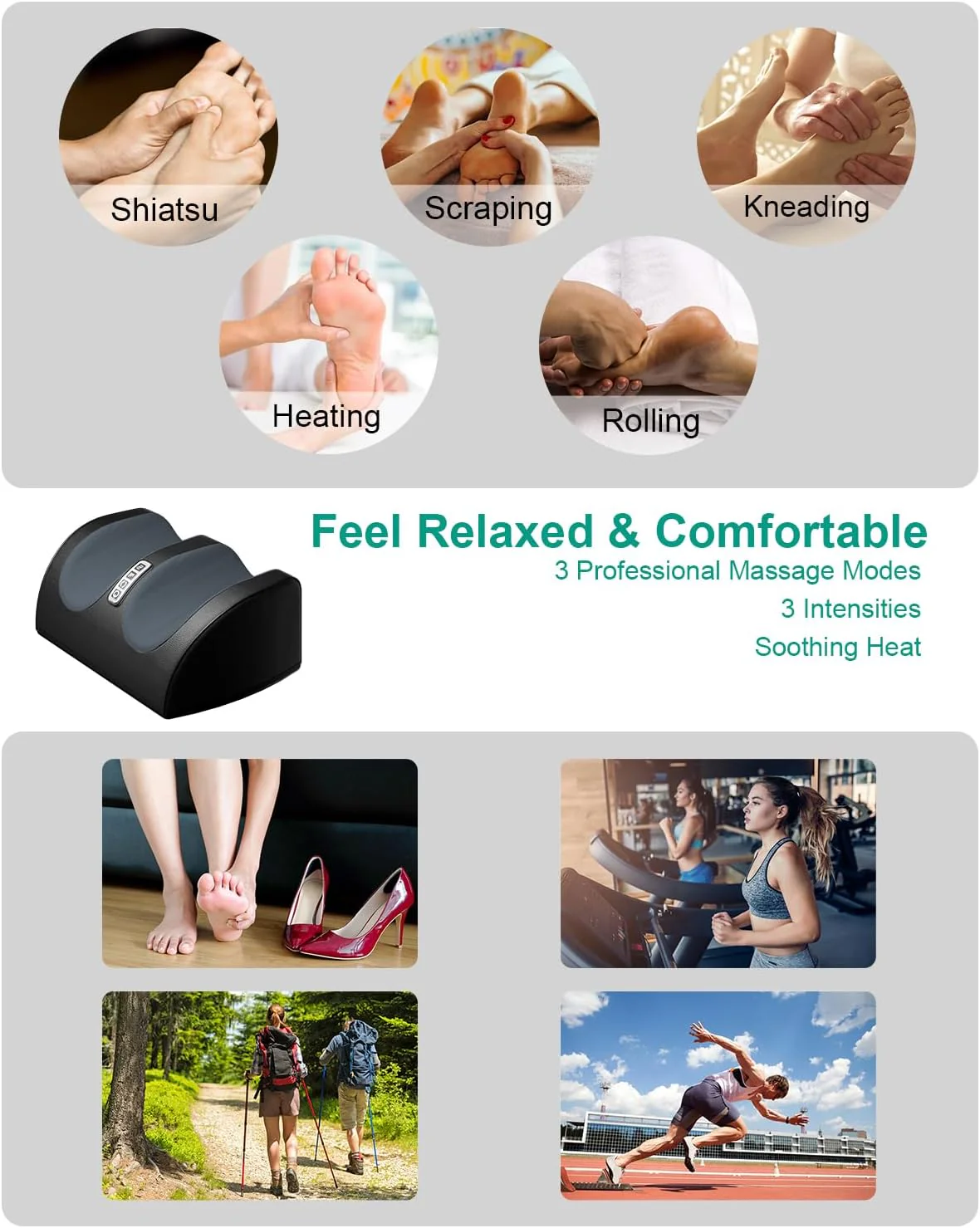 AERLANG Shiatsu Foot Massager Machine with Heat and Massage Rollers Black NEW - Image 6