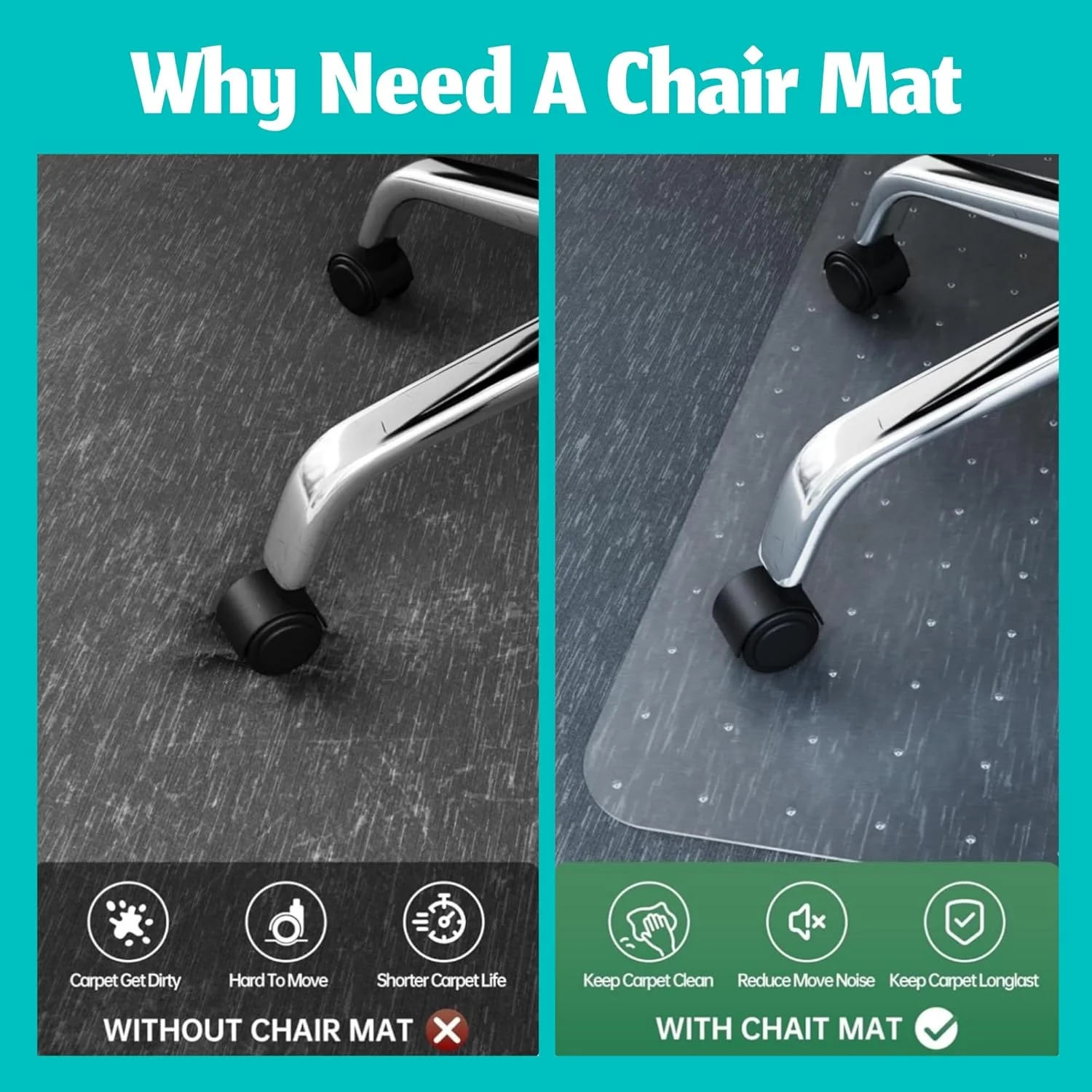 Anyuainiya Transparent T-shape Multi Surface Chair Mat for Carpet 120x90CM NEW - Image 2