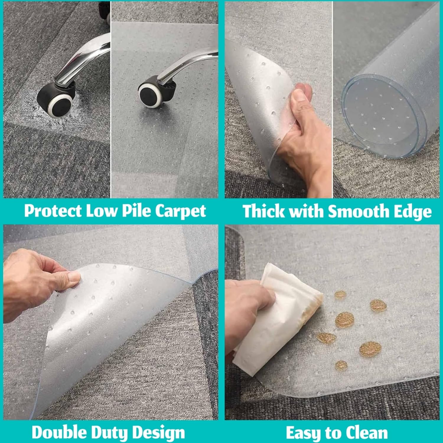 Anyuainiya Transparent T-shape Multi Surface Chair Mat for Carpet 120x90CM NEW - Image 6