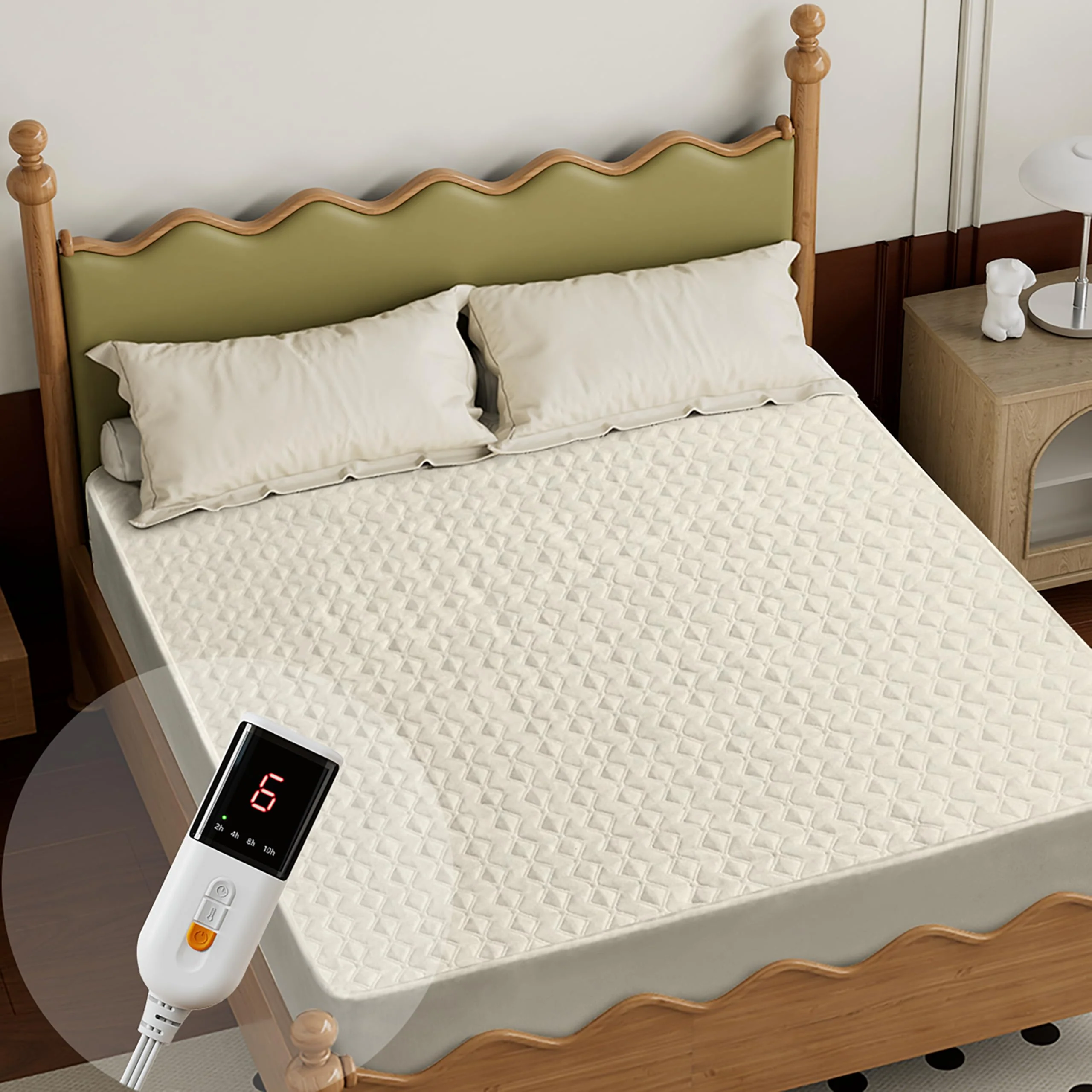 GOTCOZY Electric Heated Underblanket Fitted Blanket, Double Size, White NEW