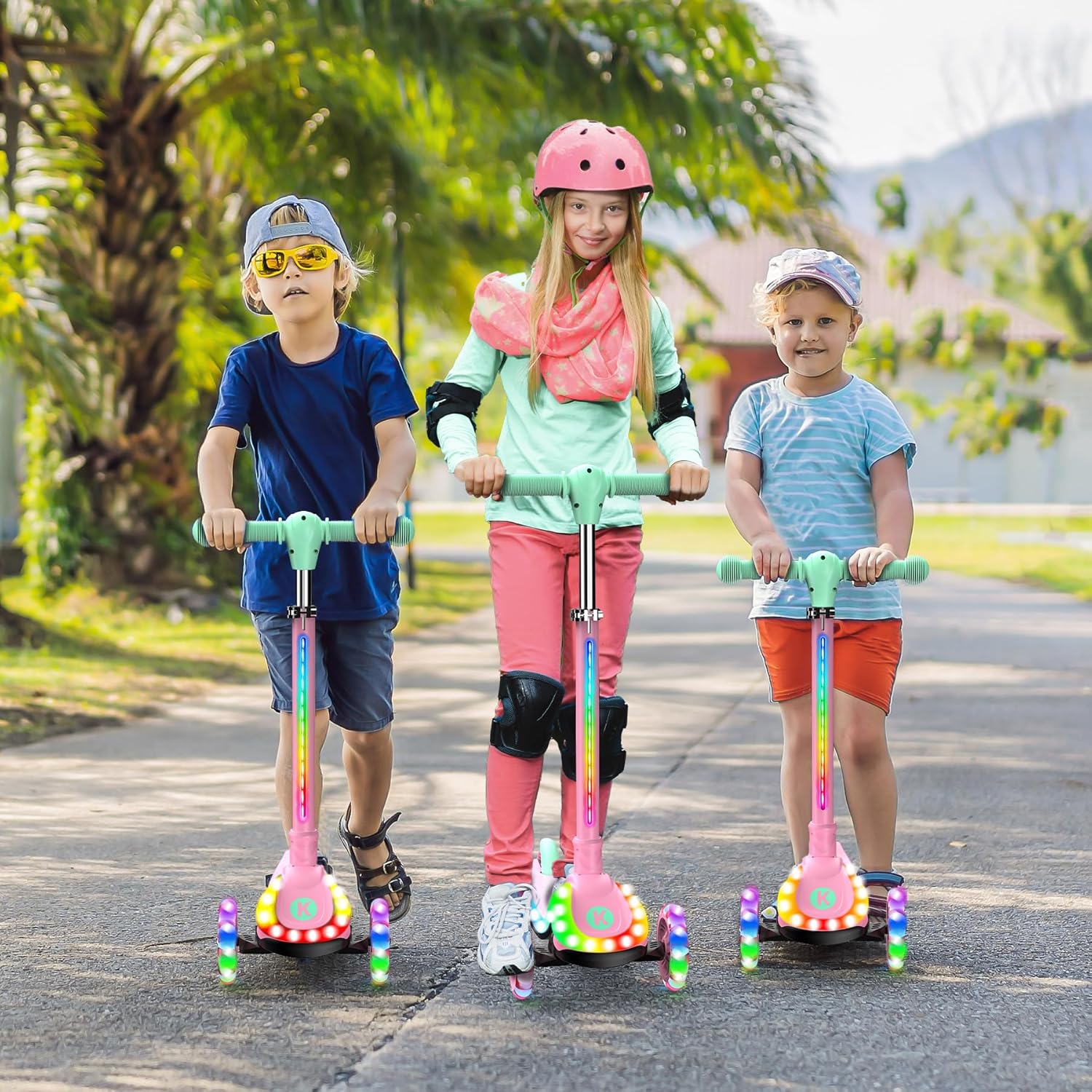 KIDSCOTER Foldable Scooters Scooter with Light-Up Handlebars for Kids, Pink NEW - Image 5
