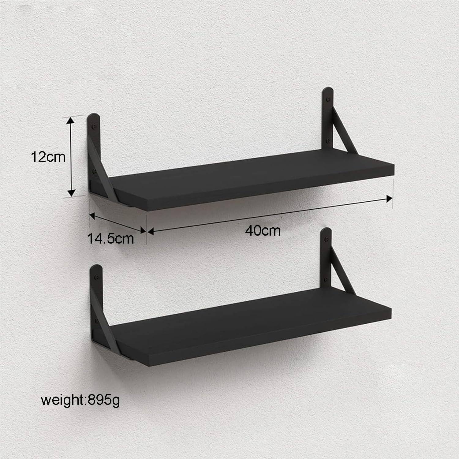 DxZephious Floating Bookcases Wall Shelves, Black 2-Pack, 42 x 14.5 12 cm, NEW - Image 3