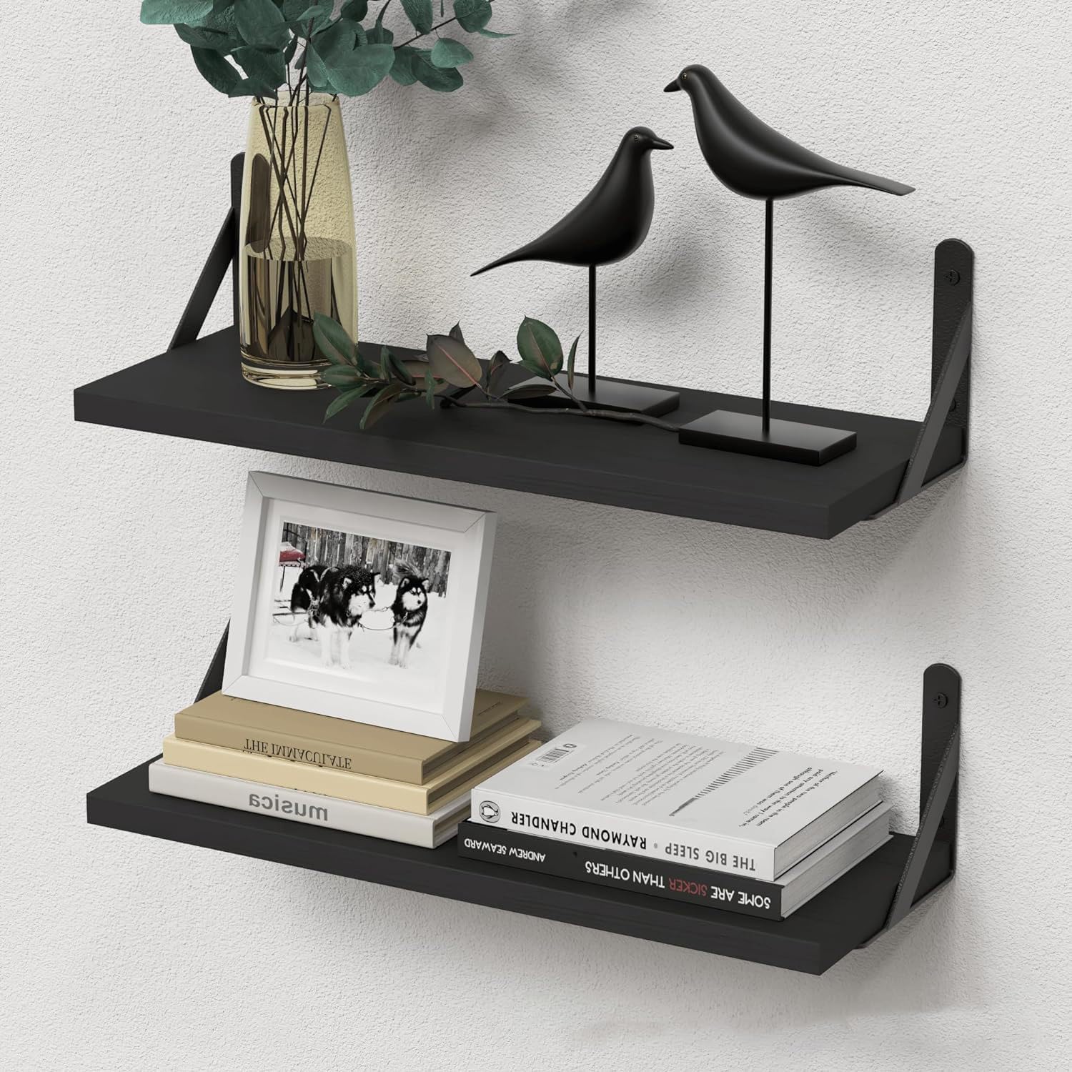 DxZephious Floating Bookcases Wall Shelves, Black 2-Pack, 42 x 14.5 12 cm, NEW - Image 4