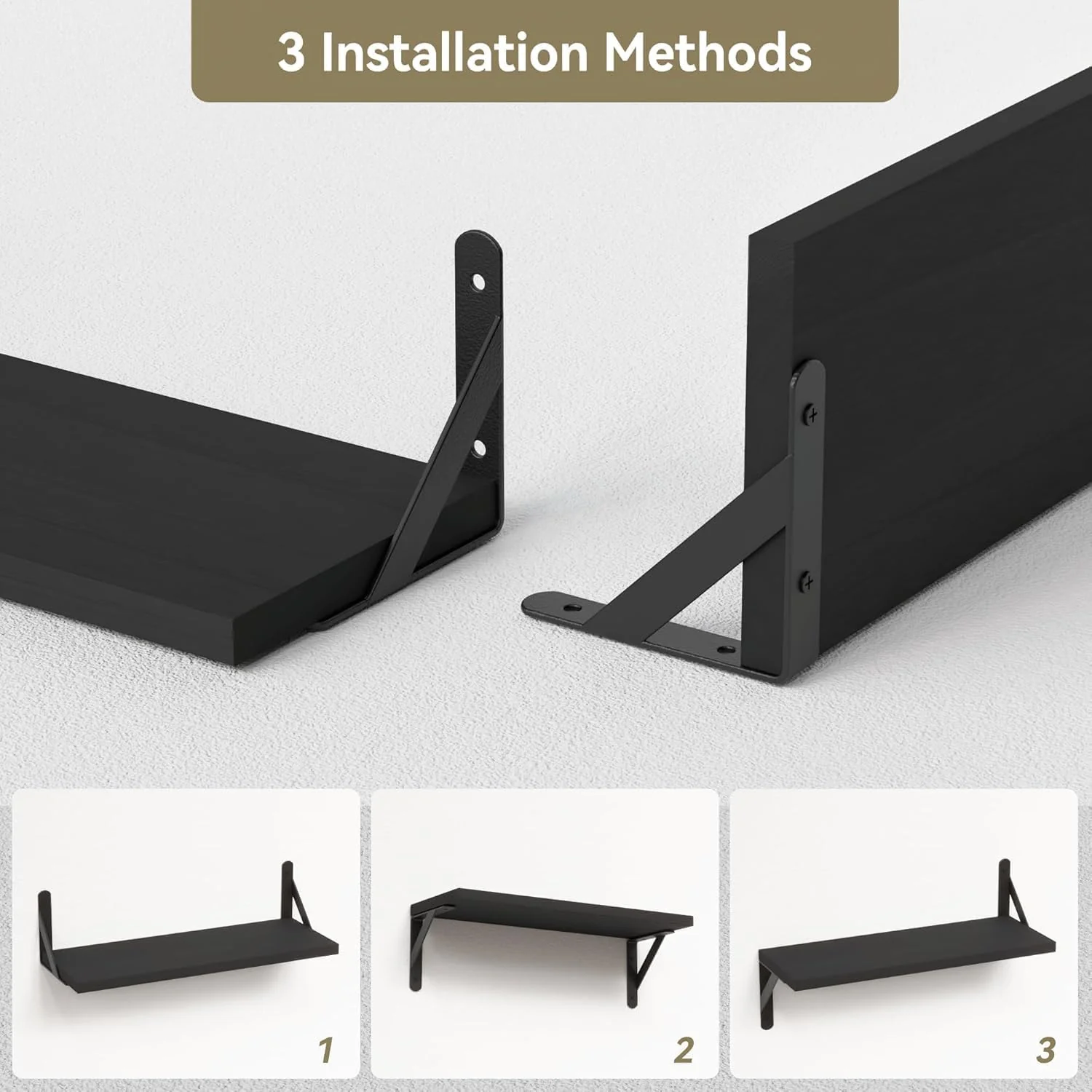 DxZephious Floating Bookcases Wall Shelves, Black 2-Pack, 42 x 14.5 12 cm, NEW - Image 5