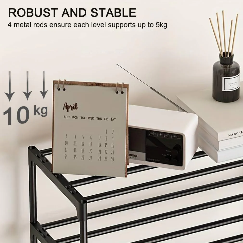 XIANGLV 2 Tier Free Standing Shoe Rack, Rustproof Coating, Black Organizer NEW - Image 6
