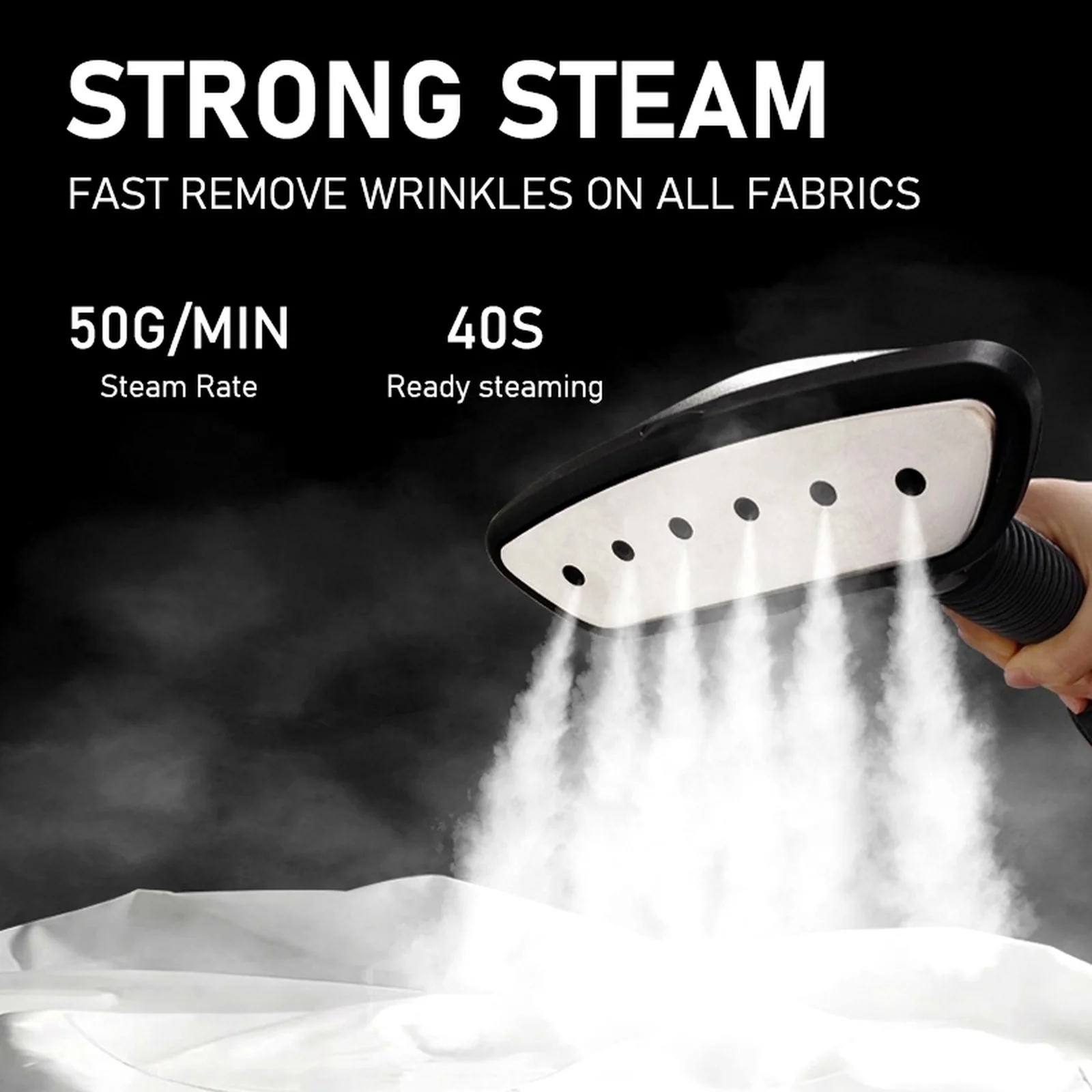 Professional Steamer Iron with Stainless Steel Telescopic Rod Black Size 3L NEW - Image 2