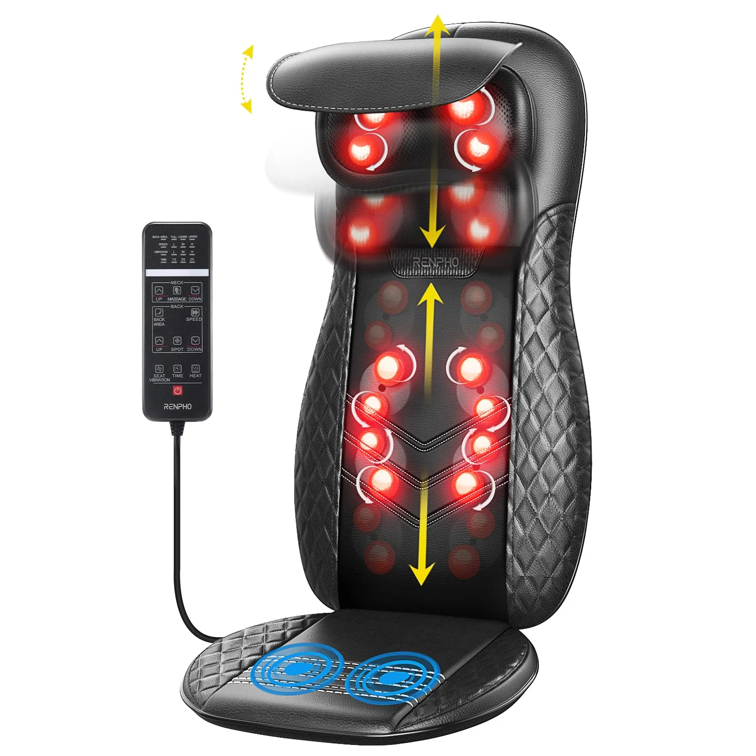 RENPHO Shiatsu Massage Chair Seat with Heat Kneading Therapy Back RF-BM066 NEW