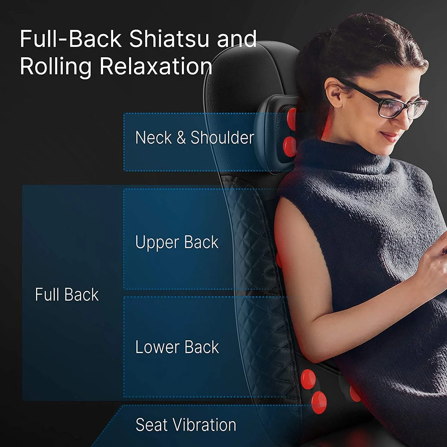 RENPHO Shiatsu Massage Chair Seat with Heat Kneading Therapy Back RF-BM066 NEW - Image 2