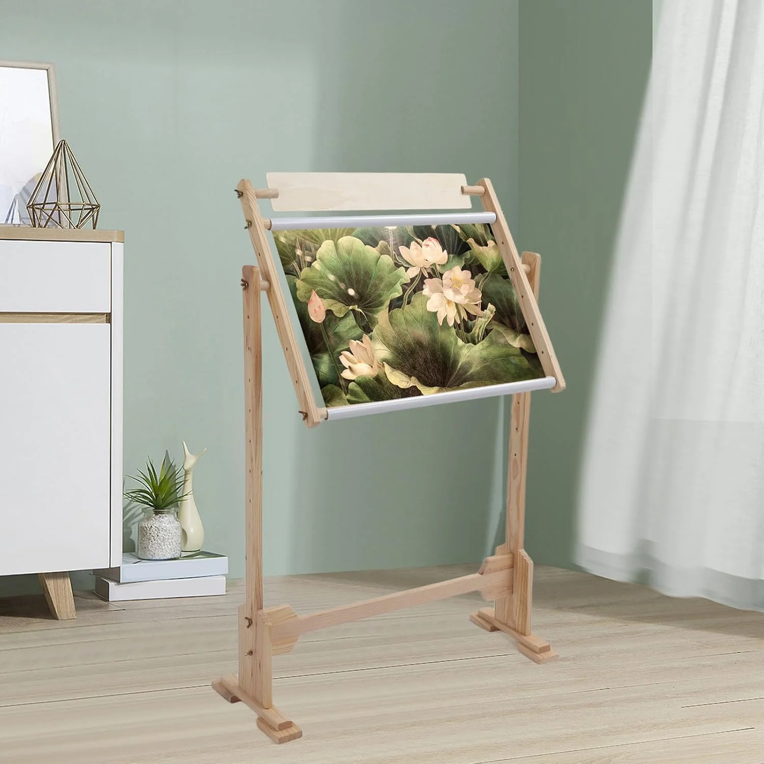 Adjustable 360° Stands Rotated Cross Stitch Stand Wooden Frame Light Brown NEW - Image 2