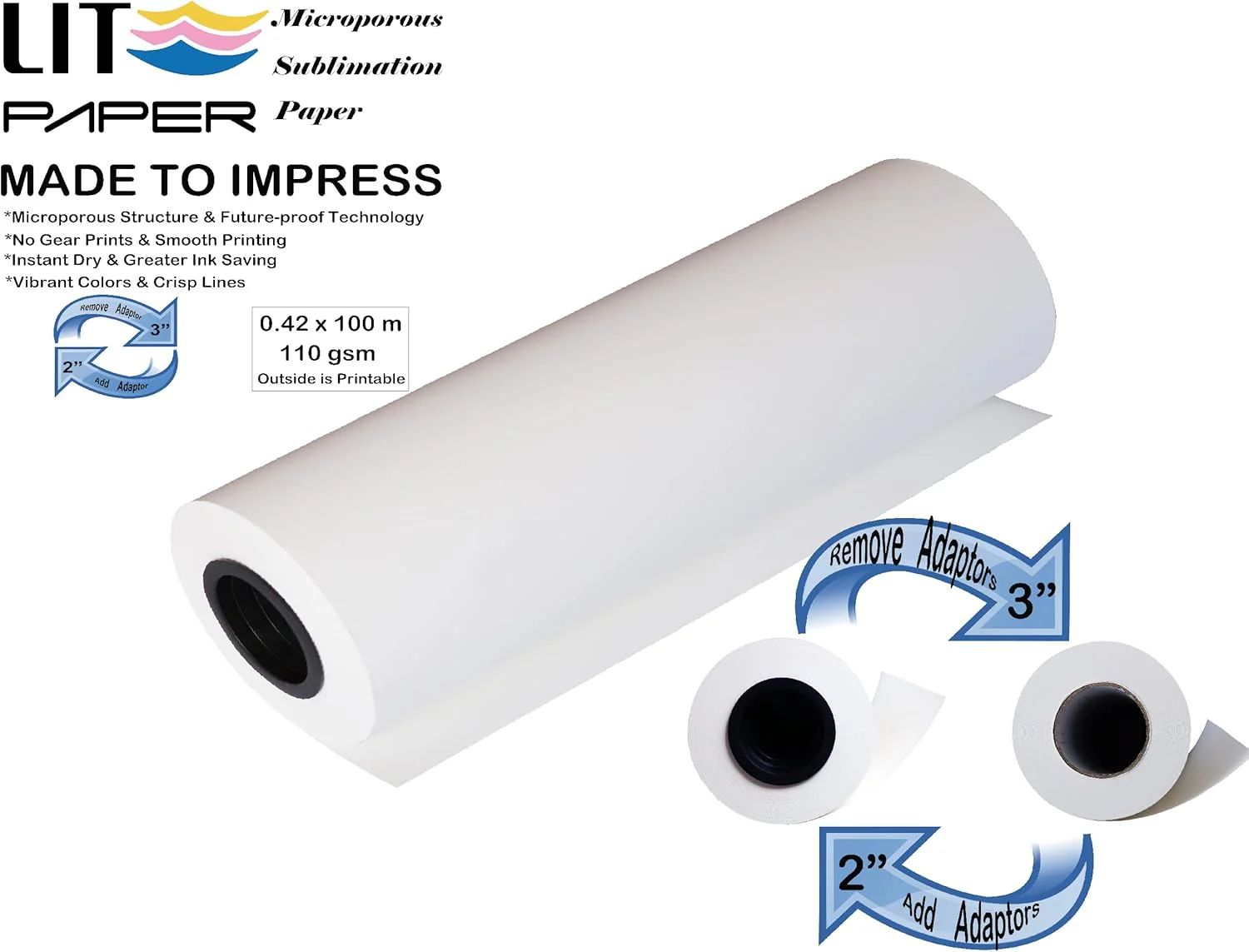 LIT PAPER Sublimation Transfer 0.42x100m 110gsm for Inkjet Printing NEW - Image 2